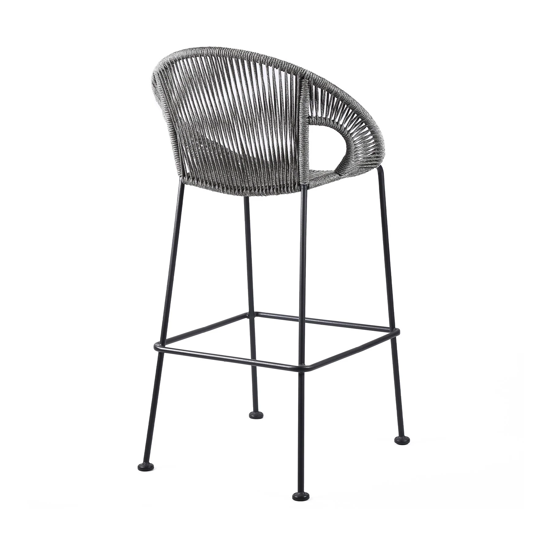 Acapulco 30" Indoor Outdoor Steel Bar Stool with Gray Rope - Image 3