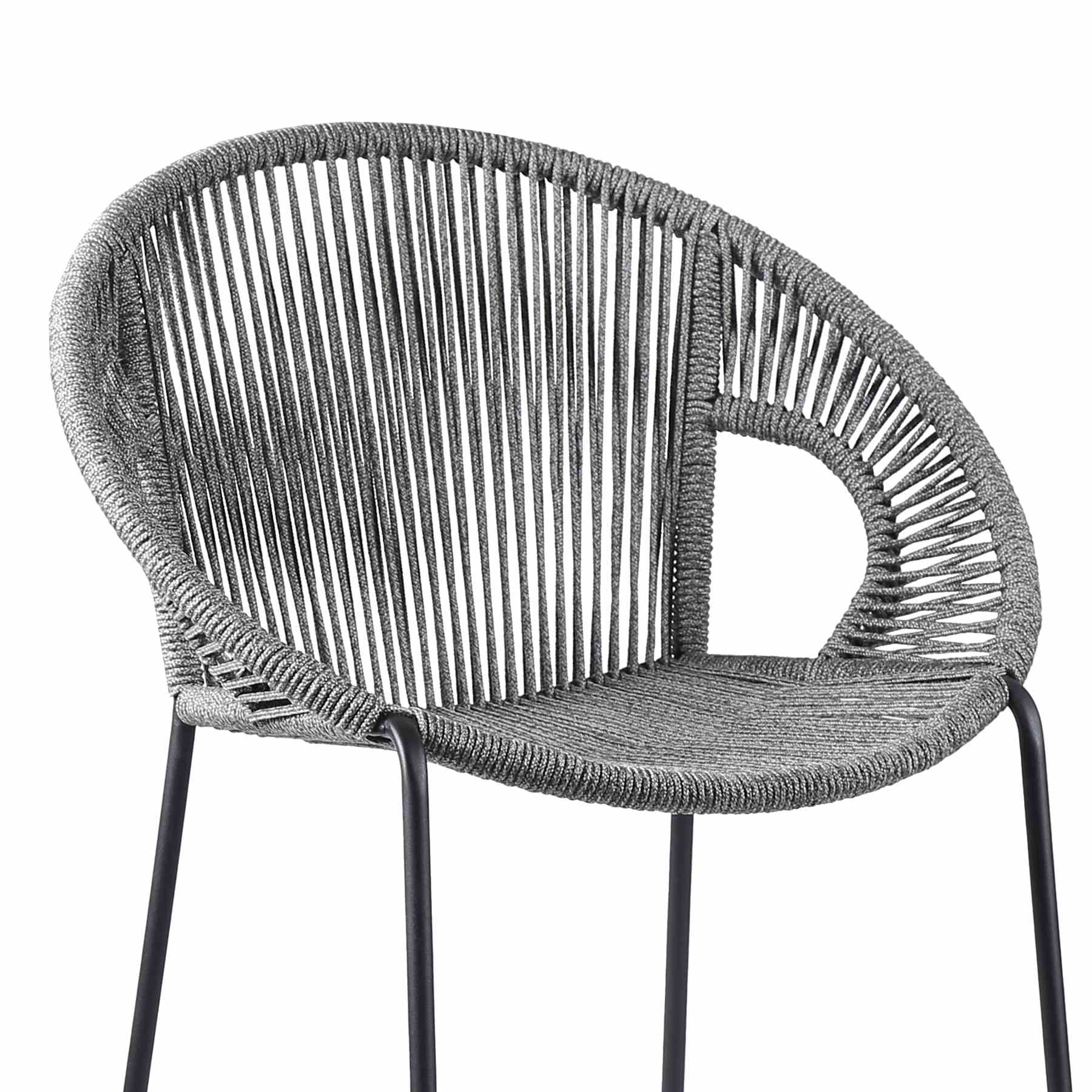 Acapulco 30" Indoor Outdoor Steel Bar Stool with Gray Rope - Image 4