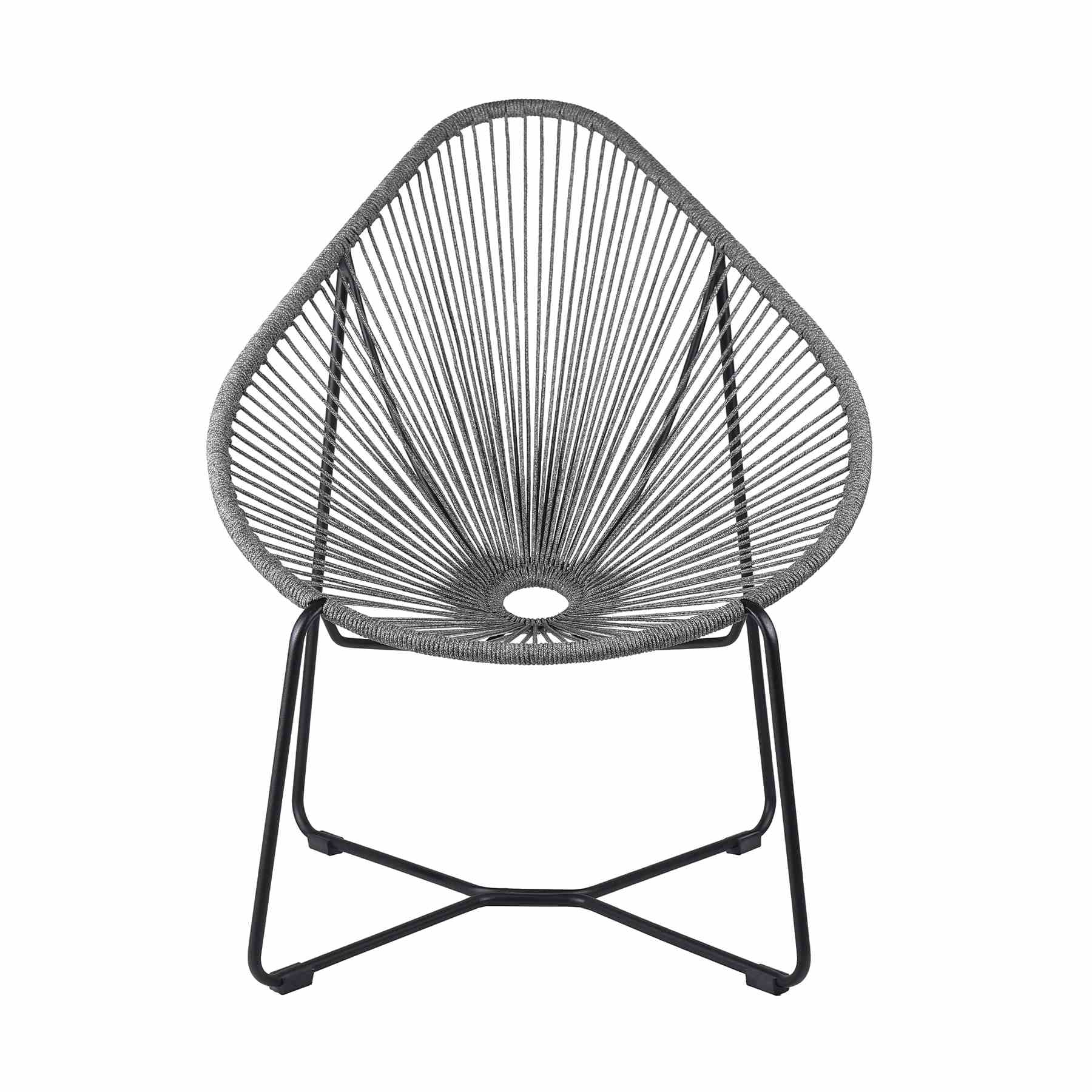 Acapulco Indoor Outdoor Steel Papasan Lounge Chair with Gray Rope - Image 2