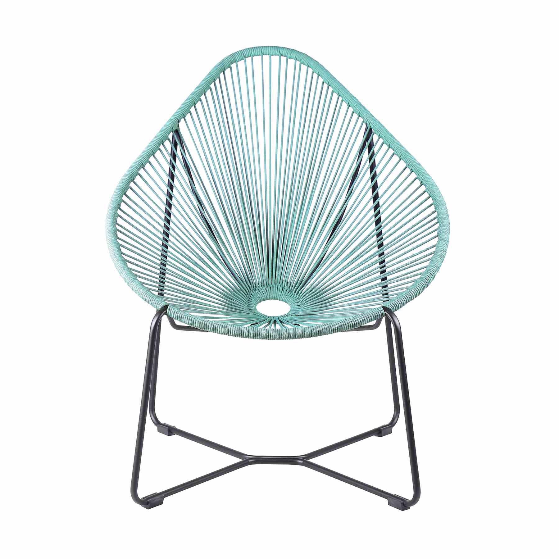 Acapulco Indoor Outdoor Steel Papasan Lounge Chair with Wasabi Rope - Image 2