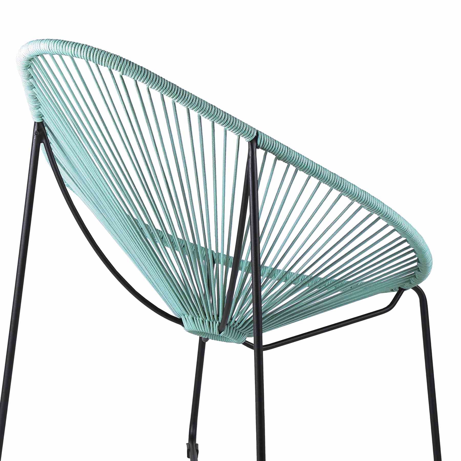 Acapulco Indoor Outdoor Steel Papasan Lounge Chair with Wasabi Rope - Image 5