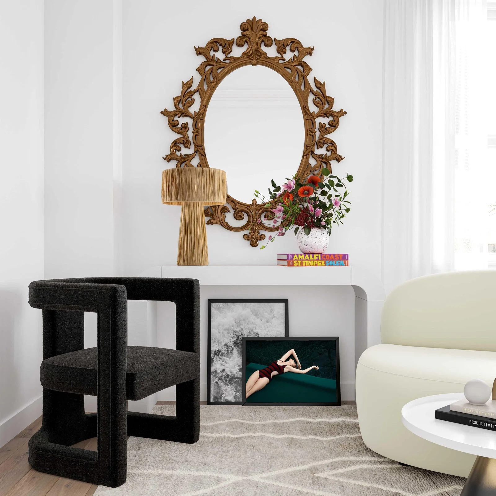 Ada Black Boucle Chair - Image 2