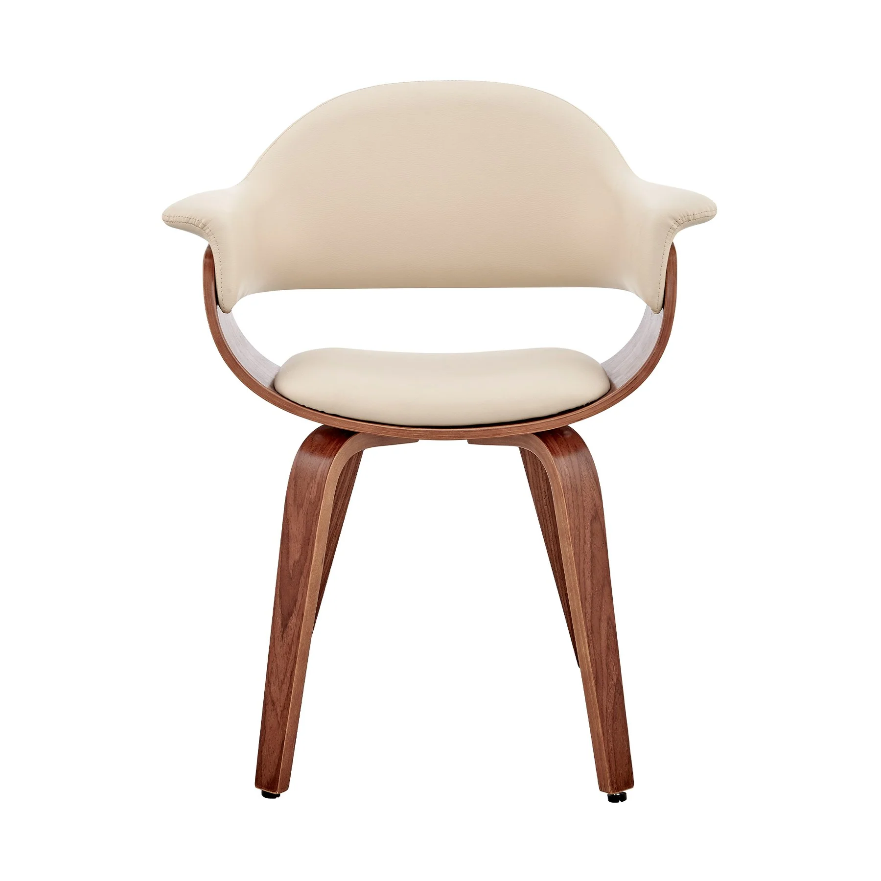 Adalyn Cream Faux Leather and Walnut Wood Dining Room Accent Chair - Image 2