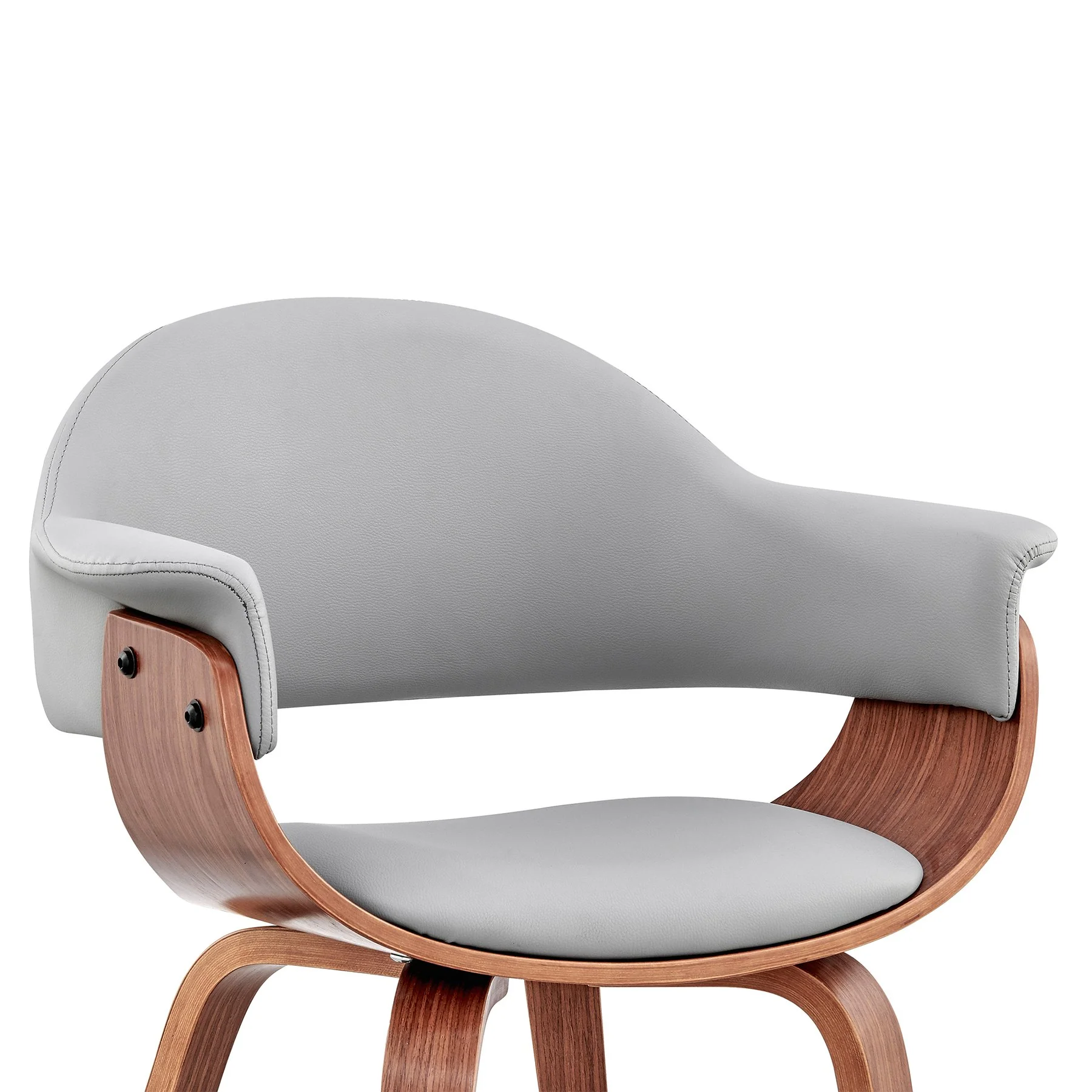 Adalyn Gray Faux Leather and Walnut Wood Dining Room Accent Chair - Image 6