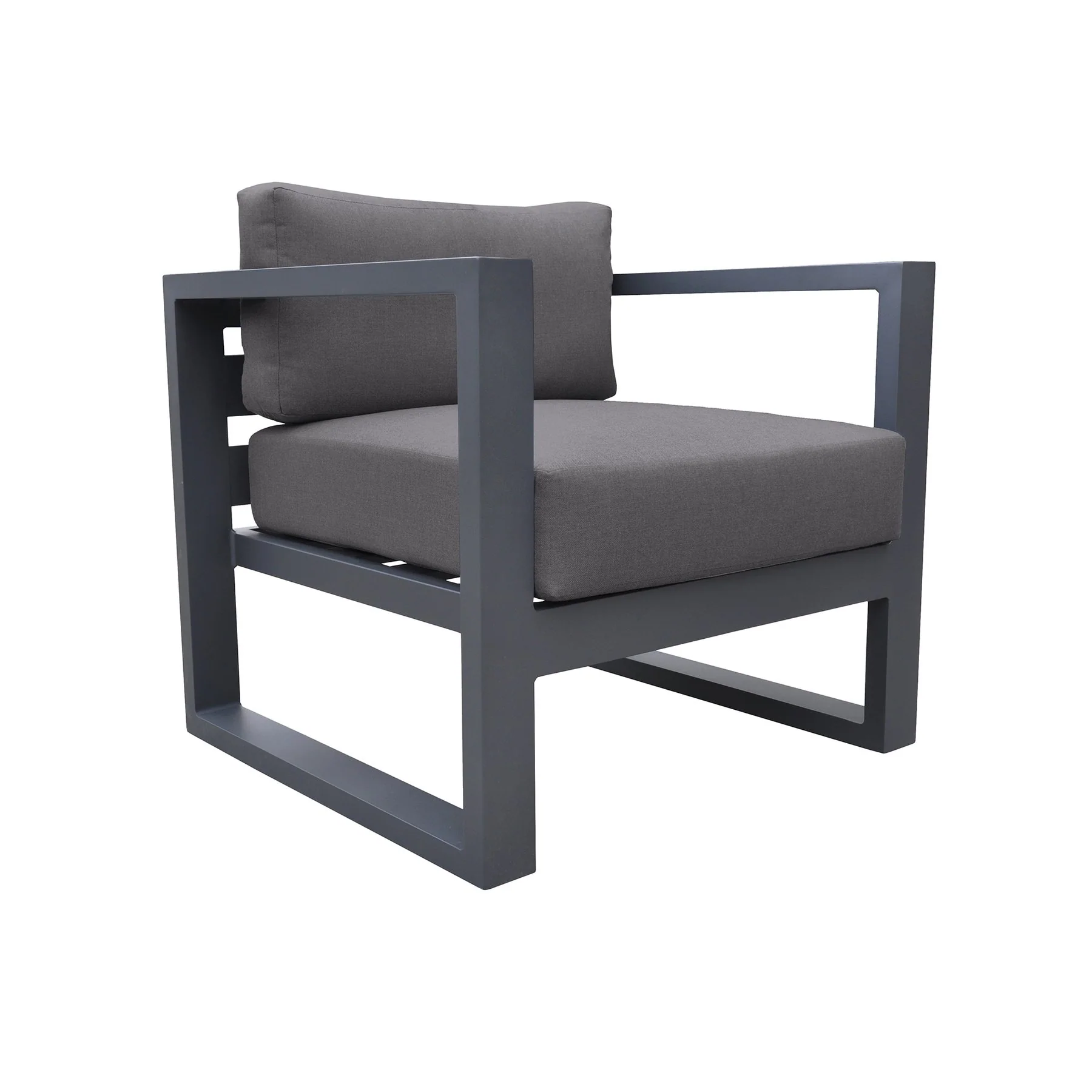 Aelani Outdoor 4 piece Set in Dark Gray Finish and Charcoal Cushions - Image 5