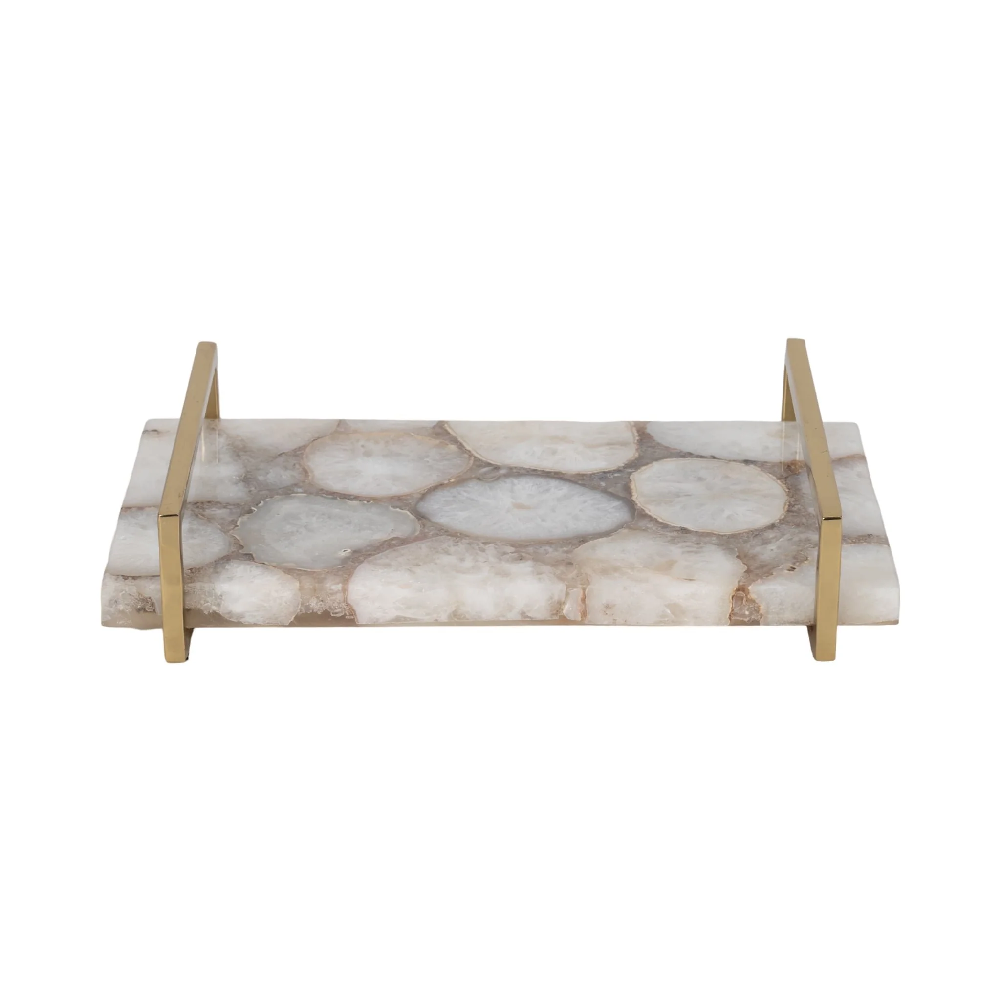 Agate, 14" Tray W/ Gold Handles, Multi