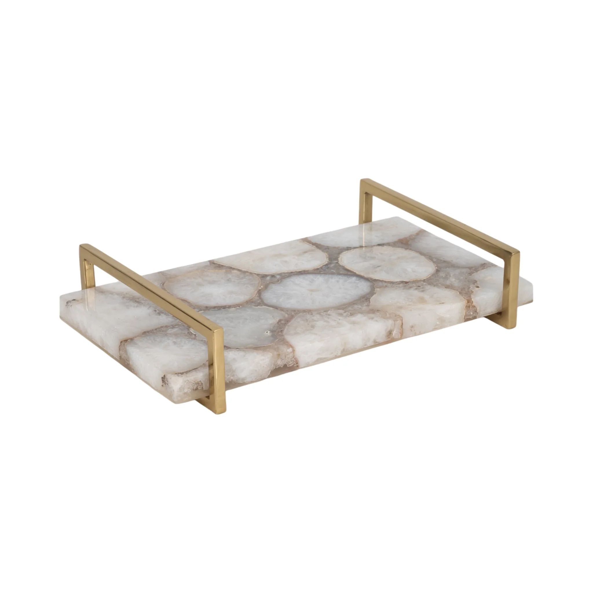 Agate, 14" Tray W/ Gold Handles, Multi - Image 3