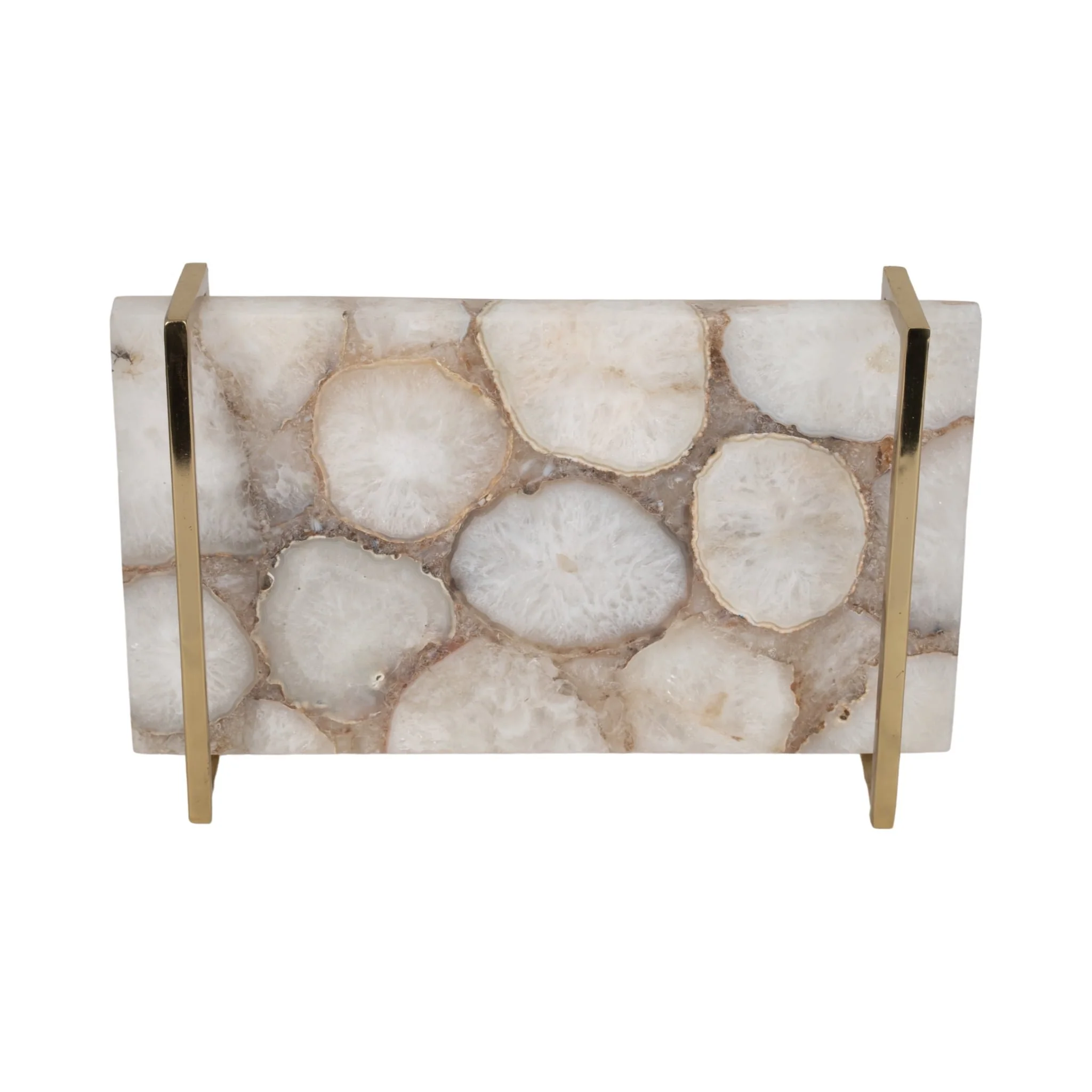 Agate, 14" Tray W/ Gold Handles, Multi - Image 6