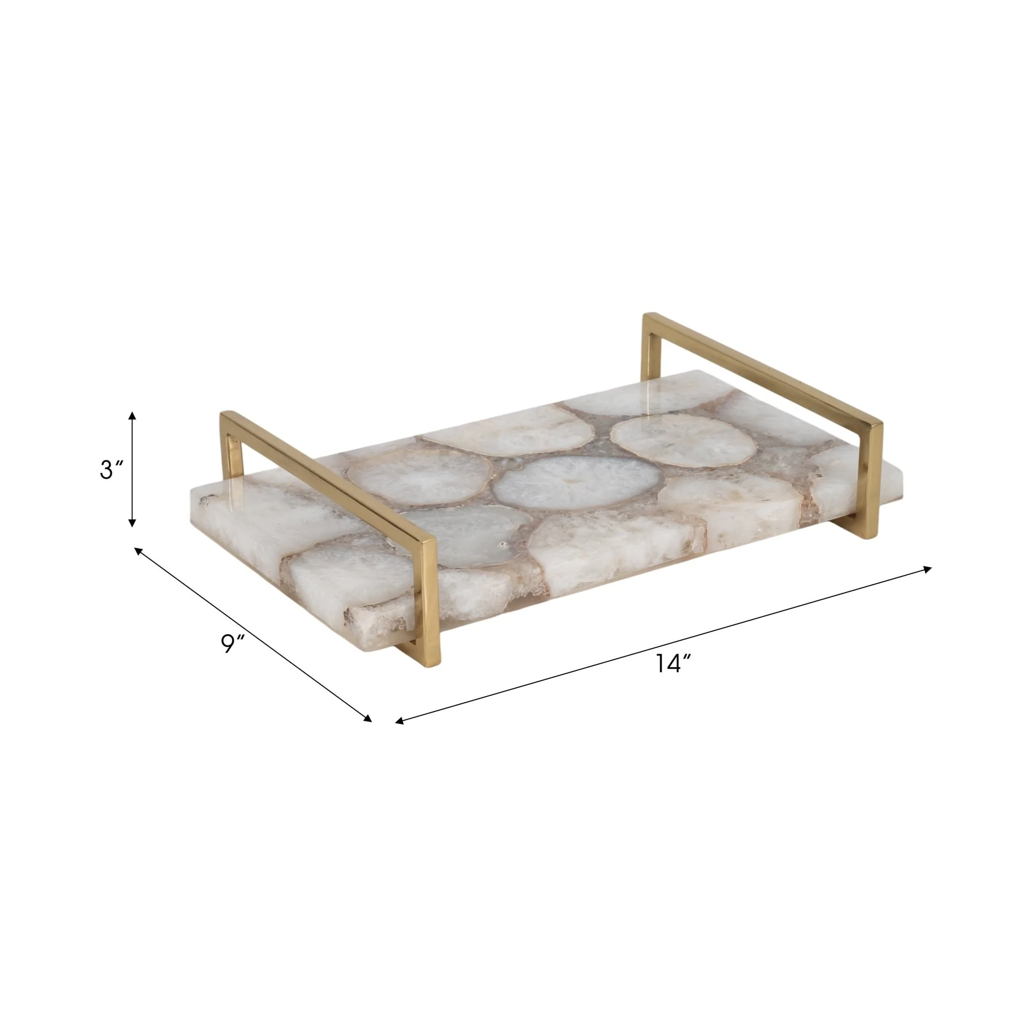 Agate, 14" Tray W/ Gold Handles, Multi - Image 8