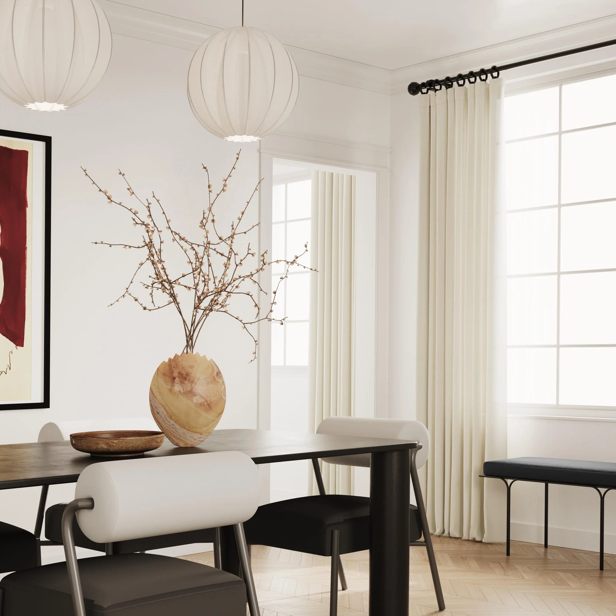 Akola Black Oak Rectangular Dining Table - Image 2