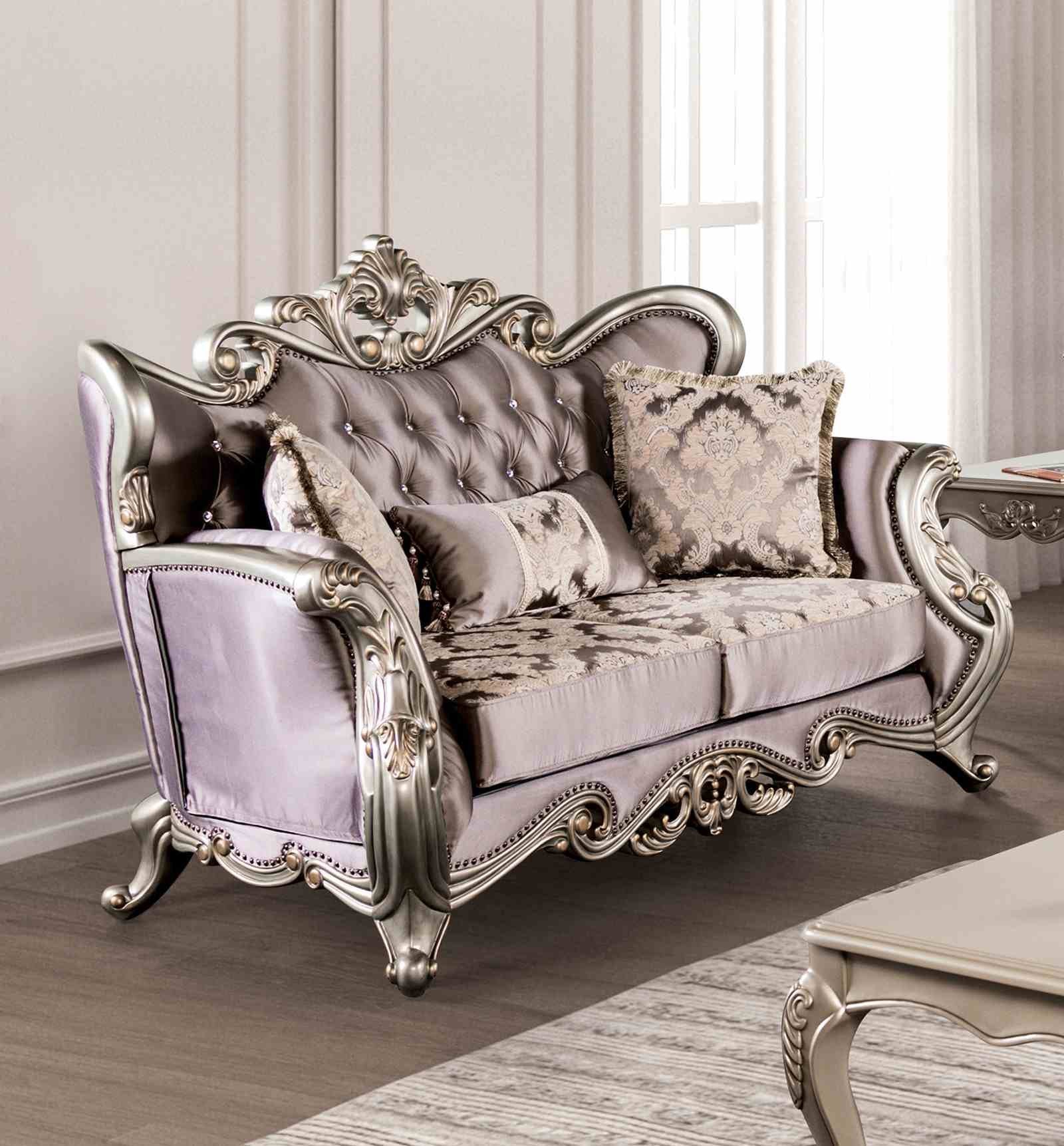 Albacete Loveseat, Champagne/Purple