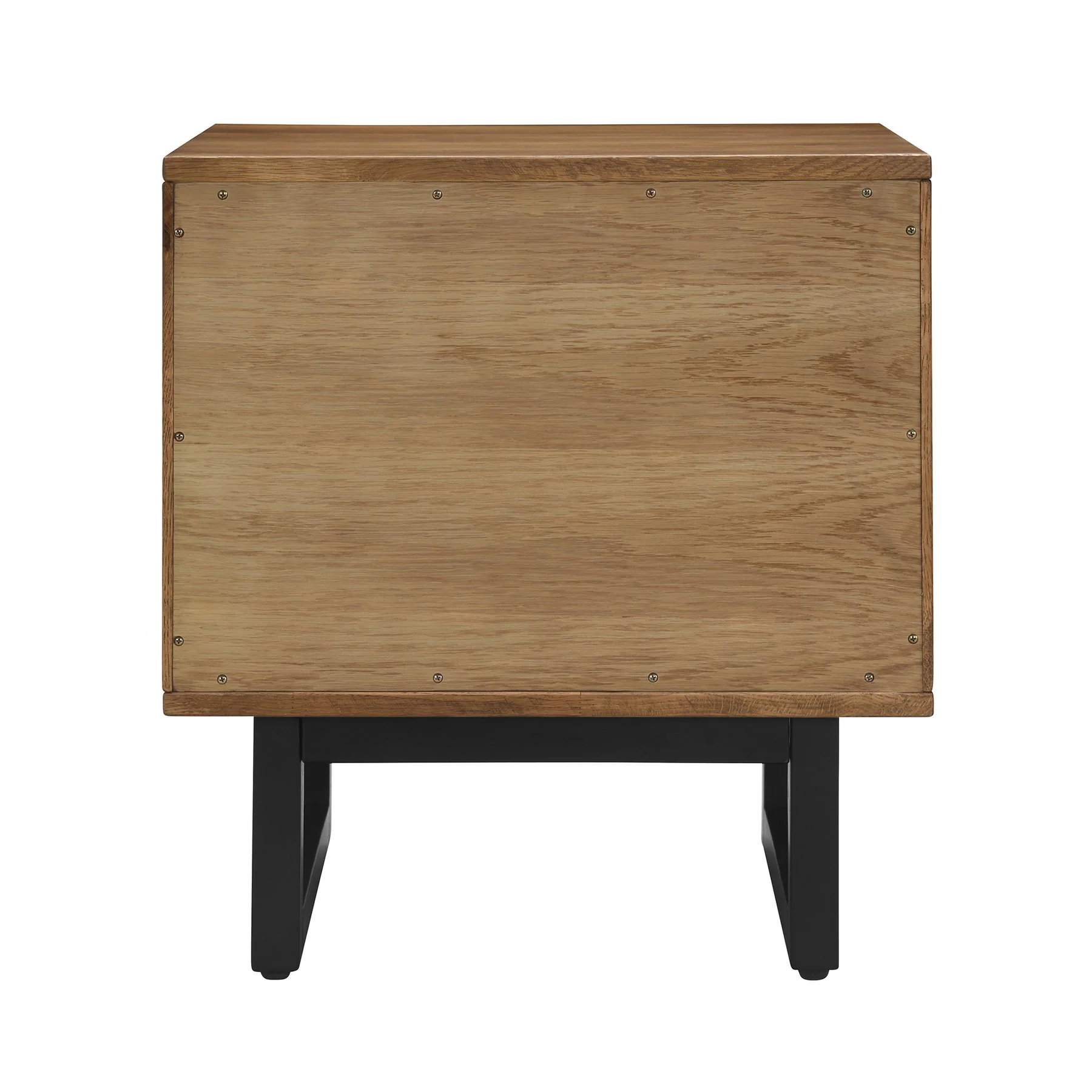 Aldo 1 Drawer Nightstand in Brown Oak Wood with Black Metal Legs - Image 3