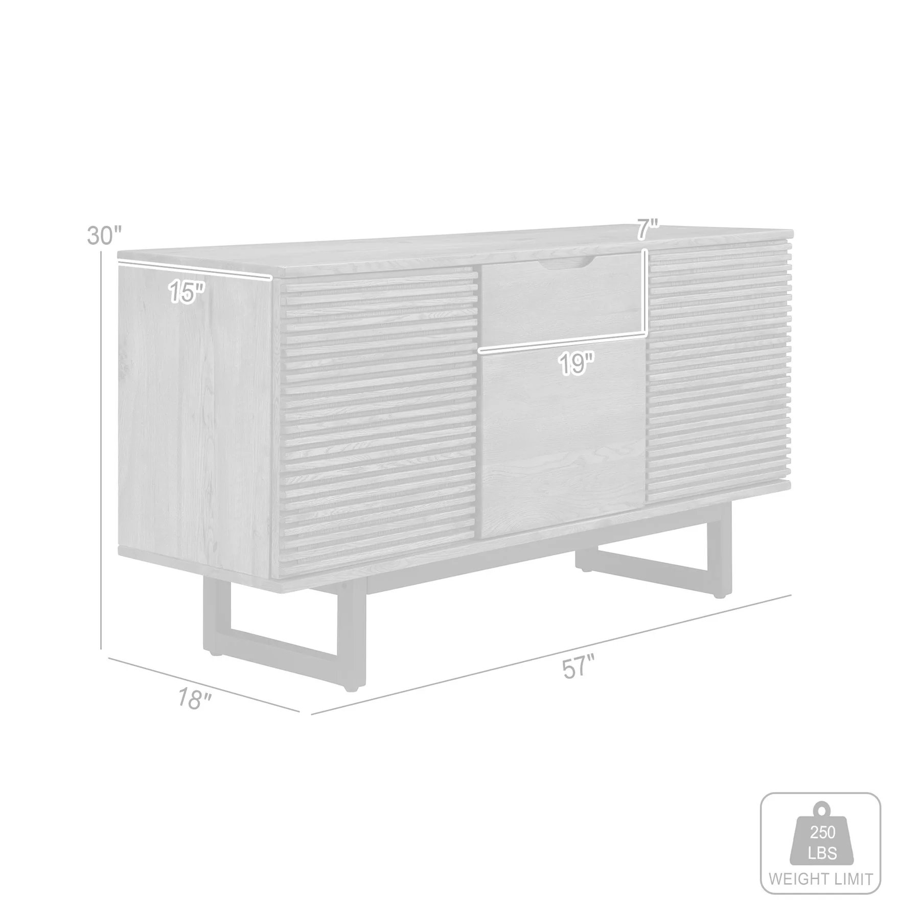Aldo Brown Oak Sideboard Buffet Cabinet in Brown Oak Wood with Black Metal Legs - Image 10