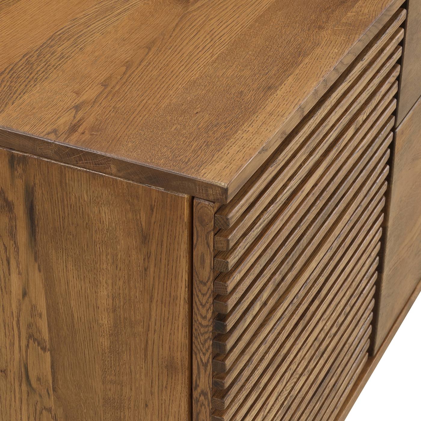 Aldo Brown Oak Sideboard Buffet Cabinet in Brown Oak Wood with Black Metal Legs - Image 5