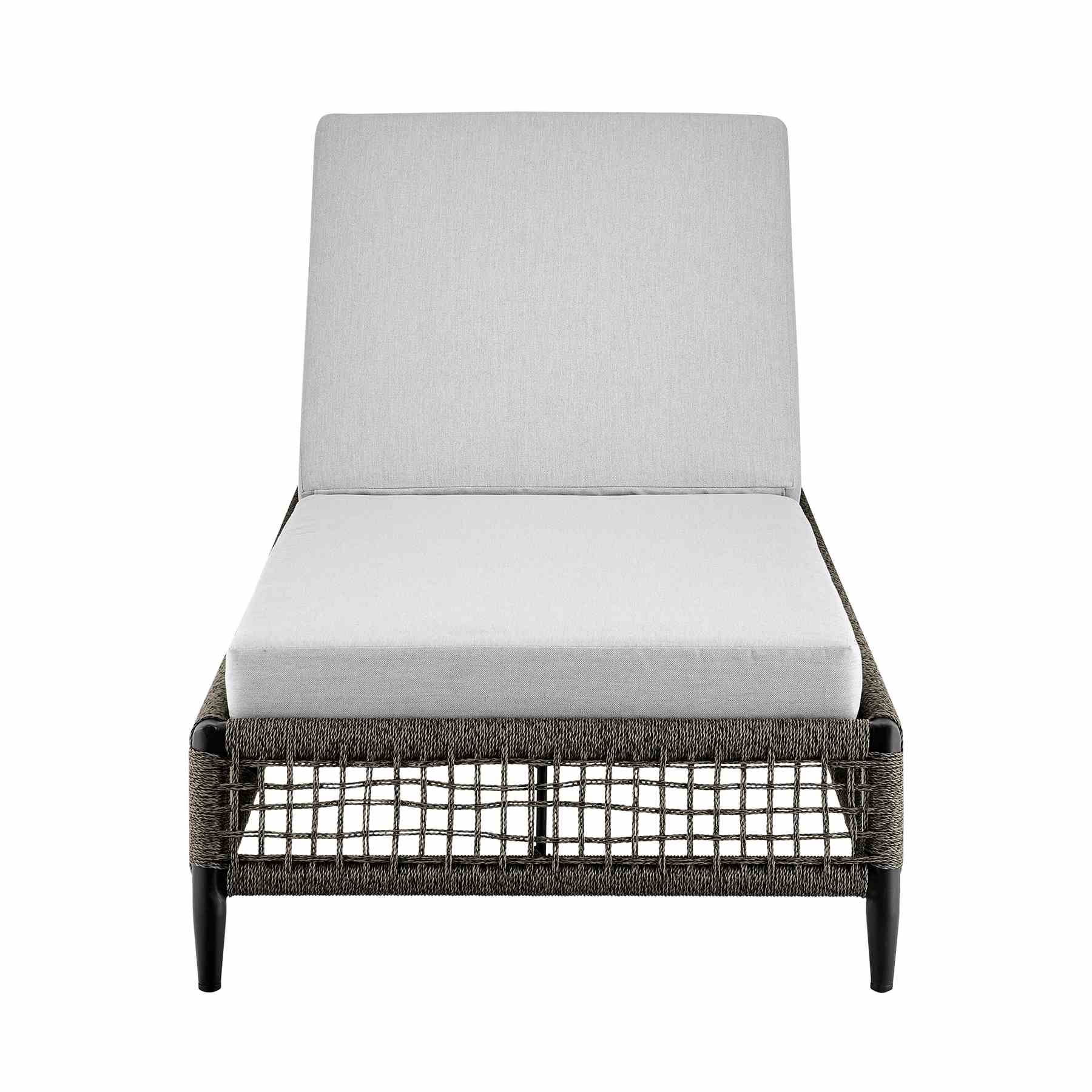 Alegria Outdoor Patio Adjustable Chaise Lounge Chair in Aluminum with Gray Rope and Cushions - Image 2