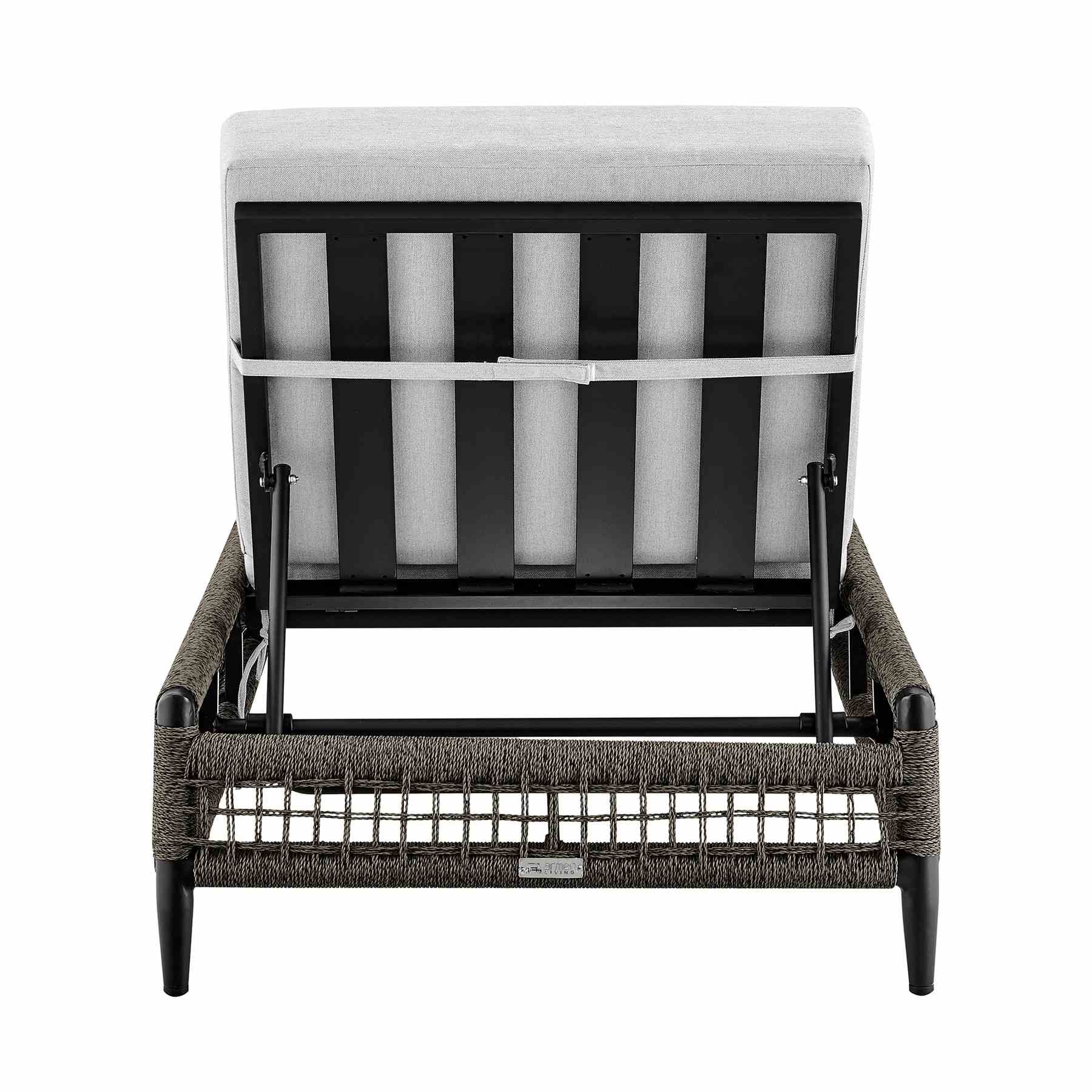 Alegria Outdoor Patio Adjustable Chaise Lounge Chair in Aluminum with Gray Rope and Cushions - Image 5
