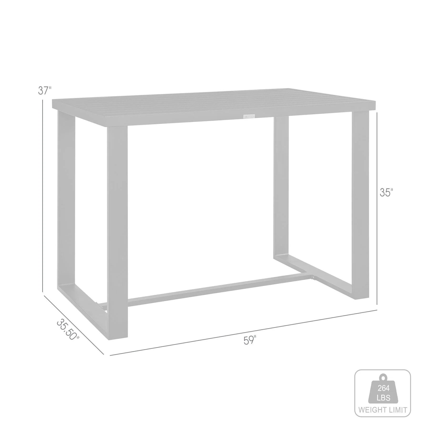 Alegria Outdoor Patio Counter Height Dining Table in Black Aluminum - Image 6