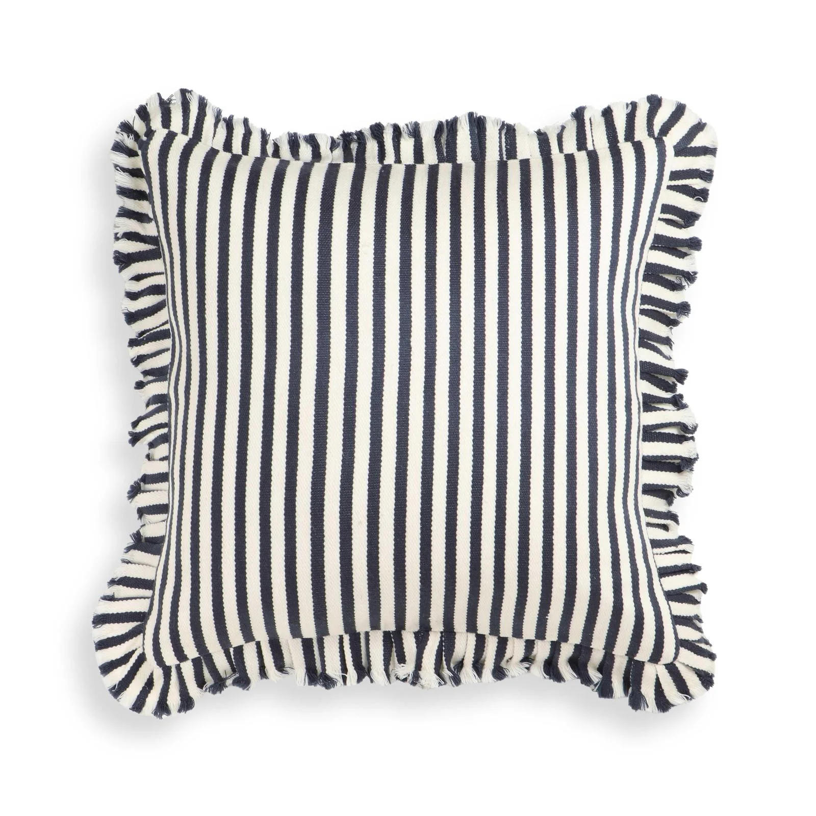 Alessia Navy Striped Ruffle 20 inch Square Accent Pillow - COVER