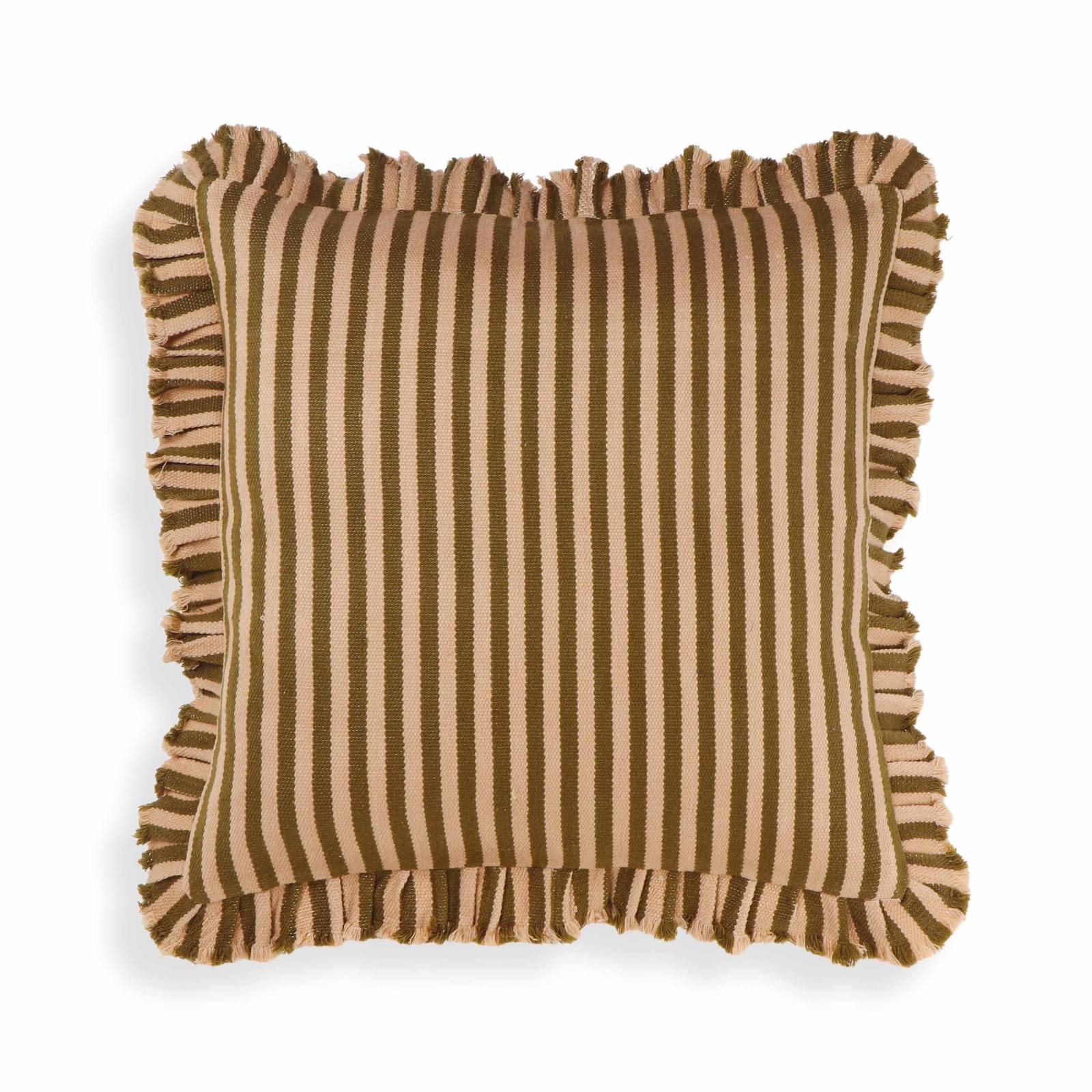 Alessia Taupe Striped Ruffle 20 inch Square Accent Pillow - Image 9