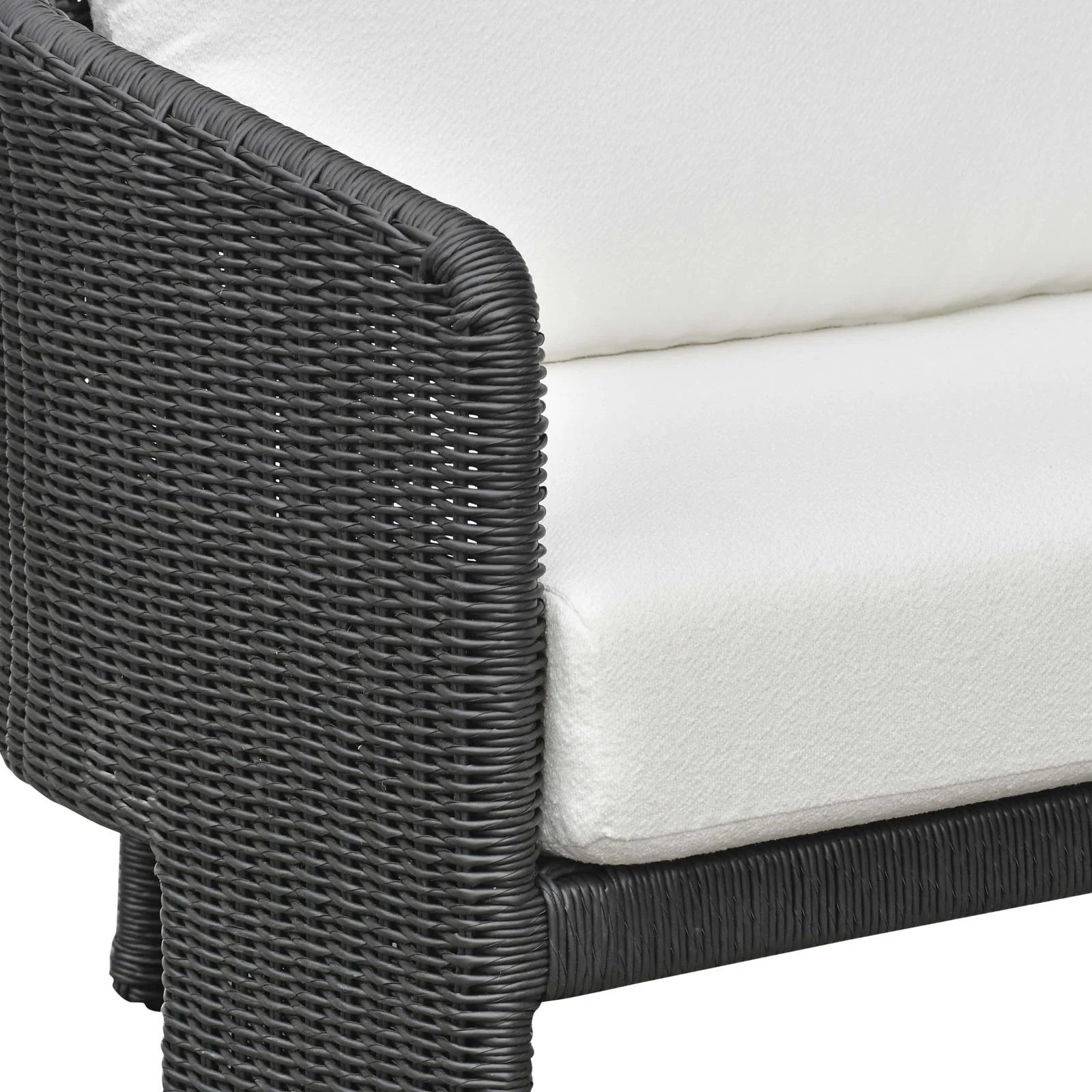 Alexa Black Rattan Performance Fabric Outdoor Sofa - Image 7