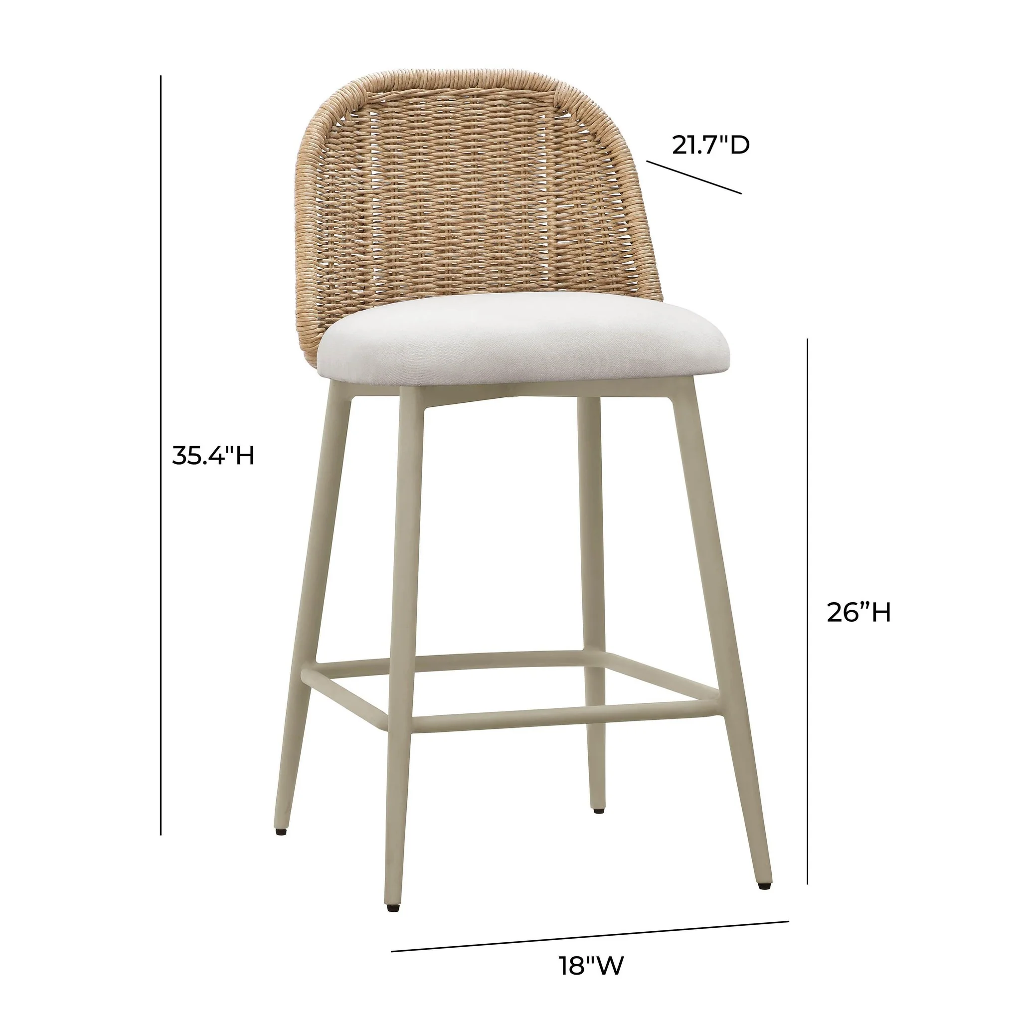 Alexa Cream Performance Fabric Outdoor Counter Stool - Image 5