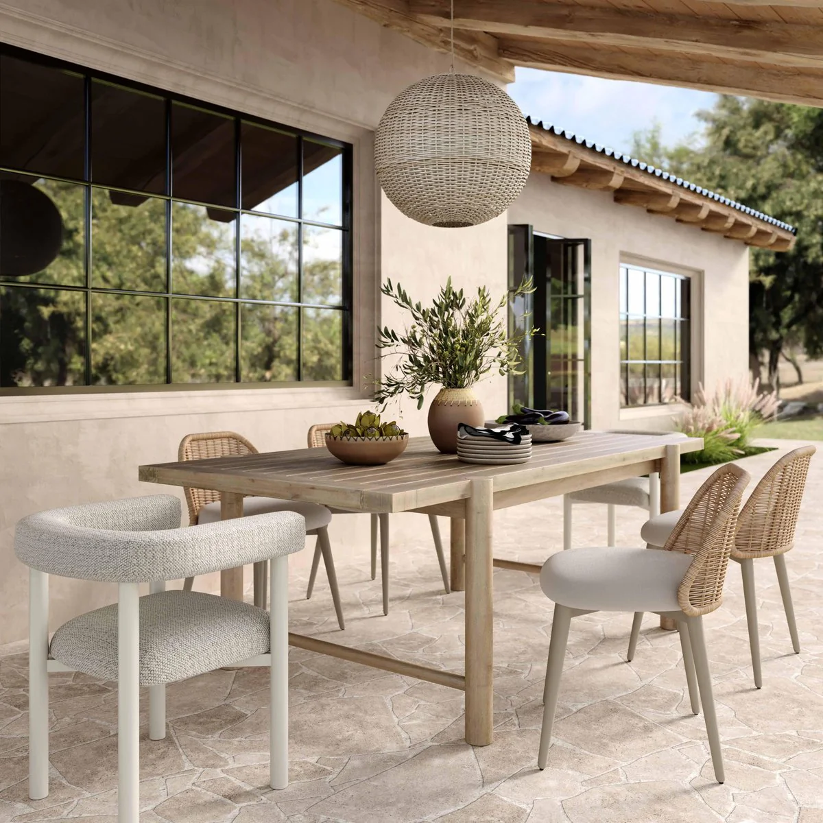 Alexa Cream Performance Fabric Outdoor Dining Chair - Image 2