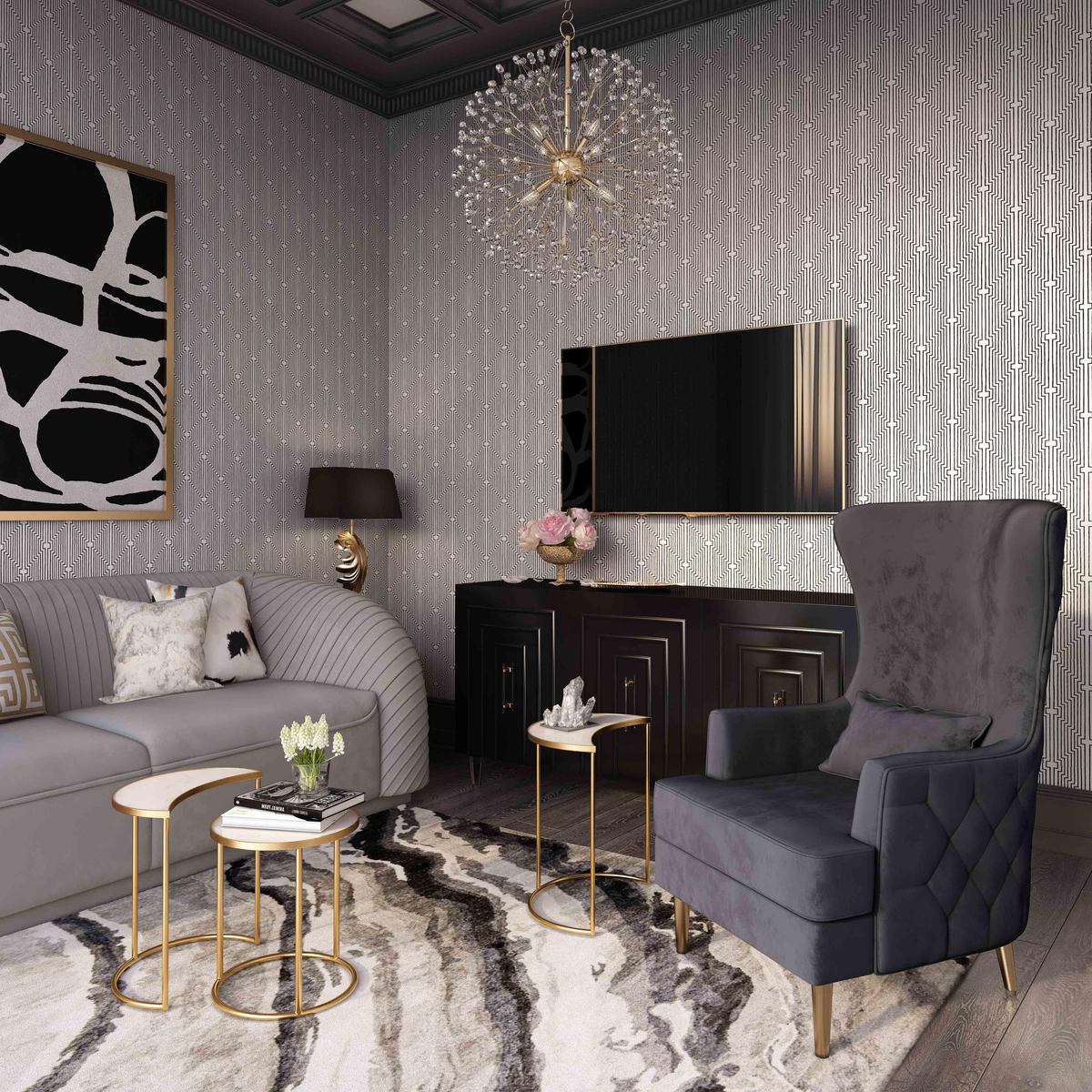 Alina Black Tall Tufted Back Chair - Image 2
