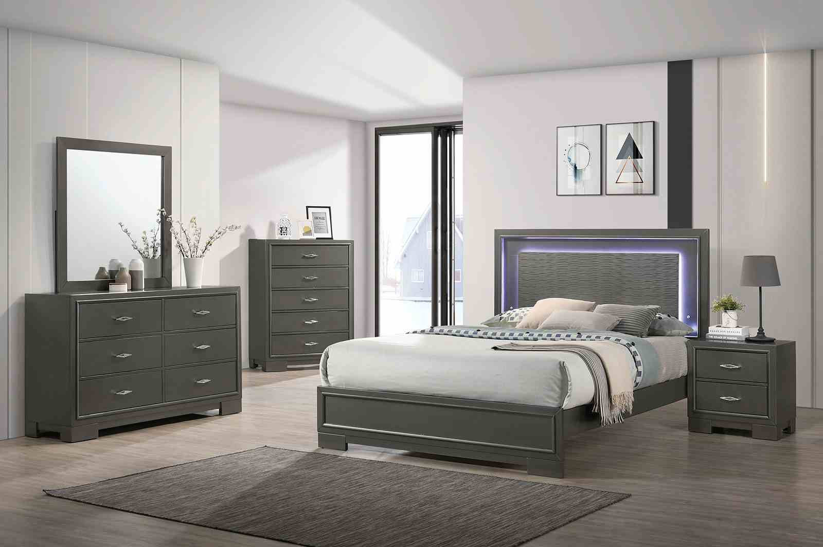 Alison Cal.King Bed, Dark Walnut