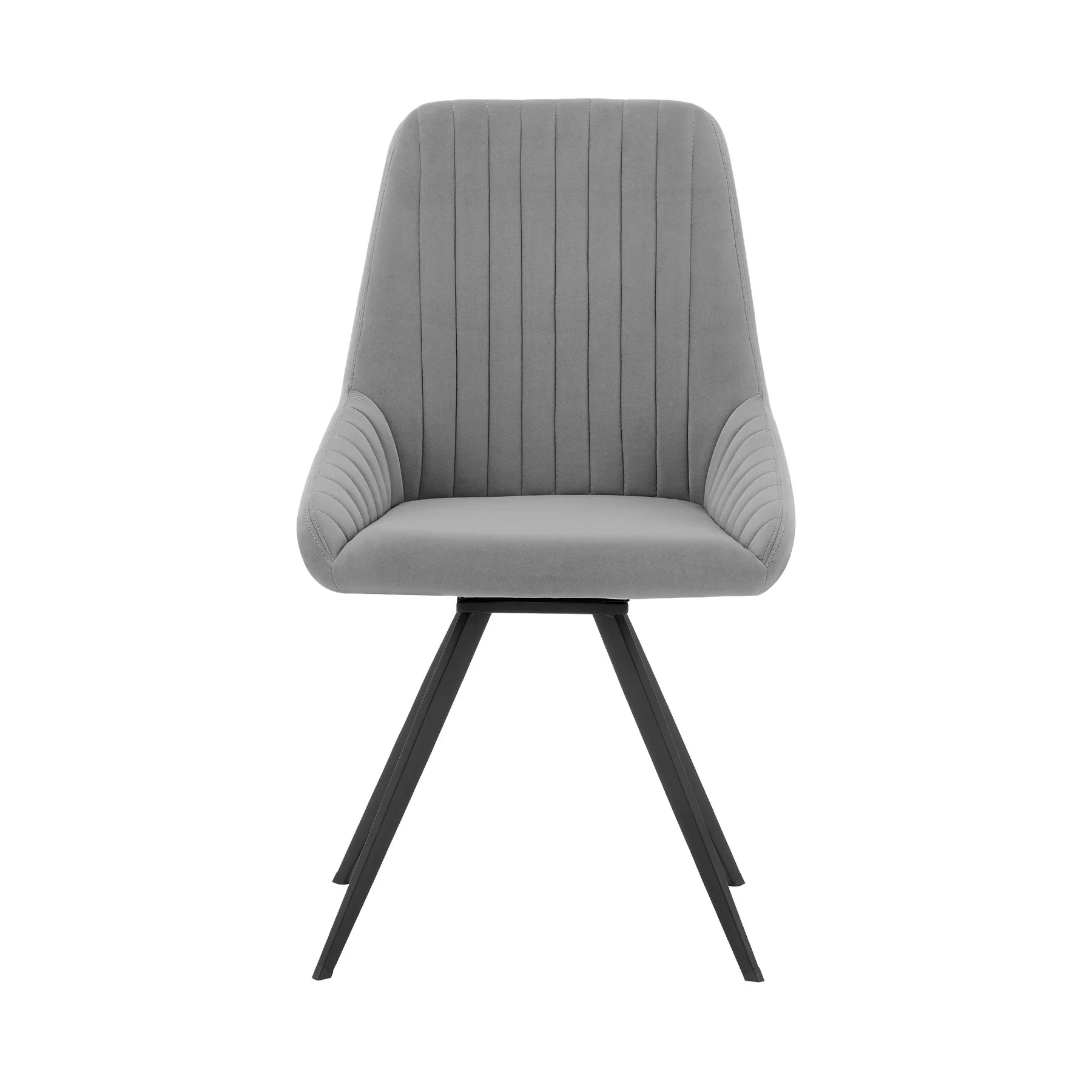 Alison Swivel Gray Velvet and Metal Dining Room Chairs - Set of 2 - Image 2
