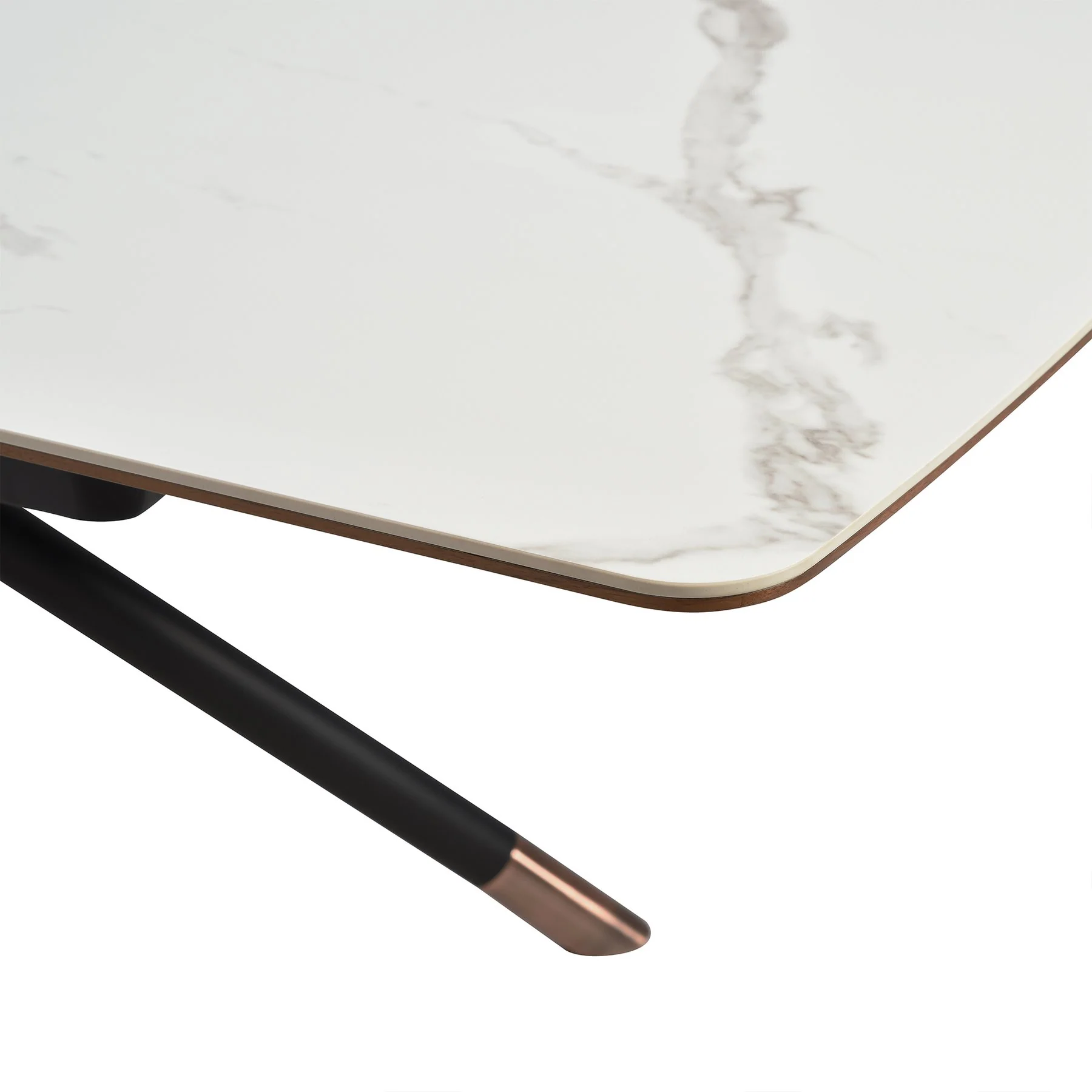 Alora Extendable Dining Table with Light Gray Ceramic and Wood Top and Metal Legs - Image 8