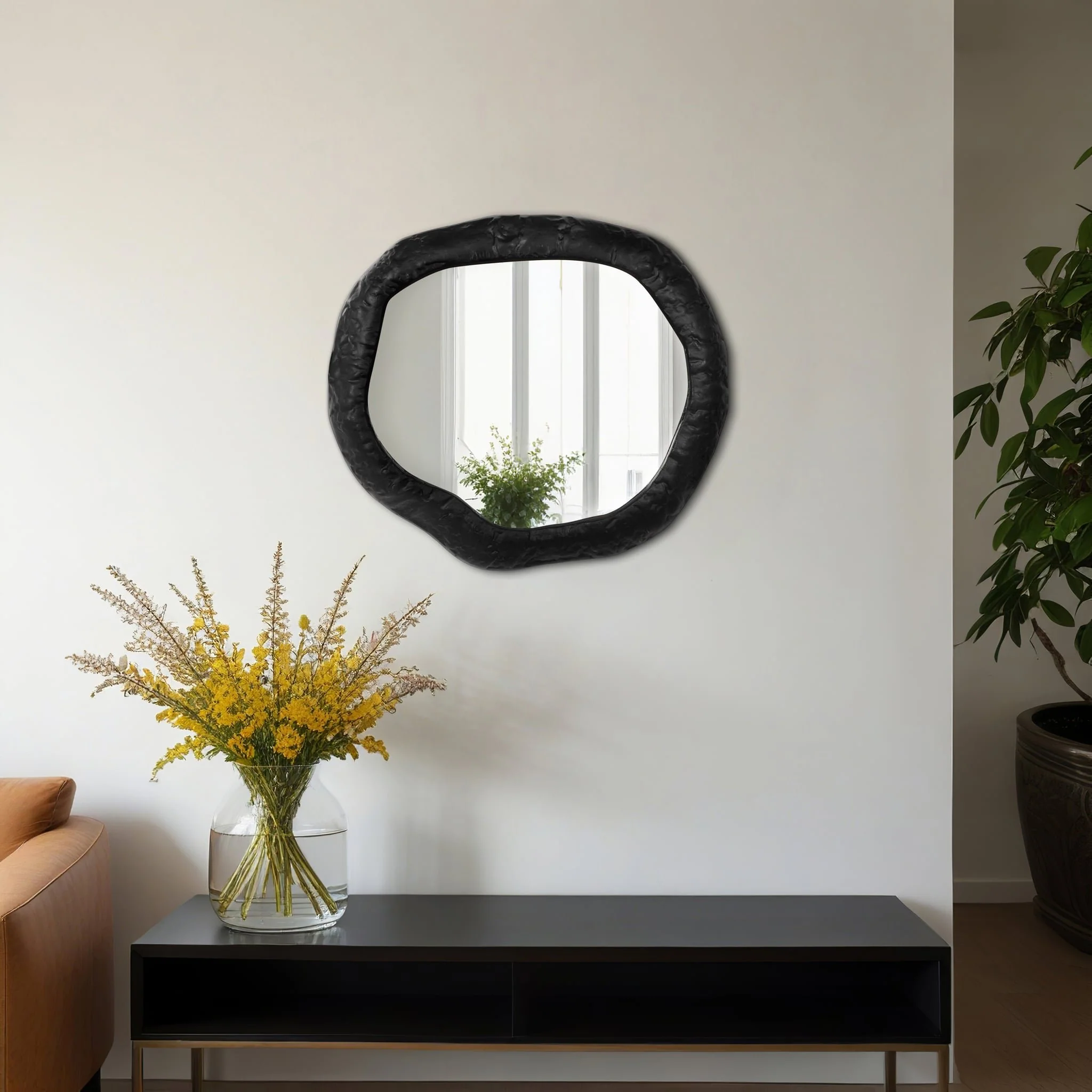 Alum,18",hammered Outlined Mirror,matte Black - Image 8