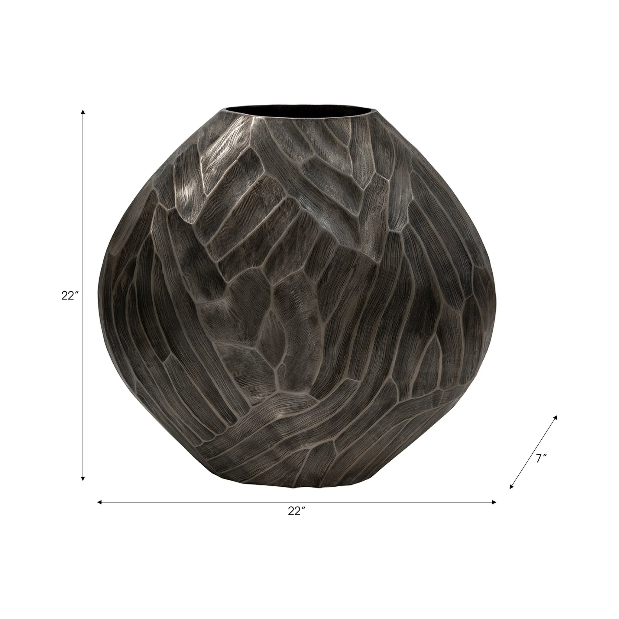 Aluminum 22" Hammered Vase, Silver - Image 5