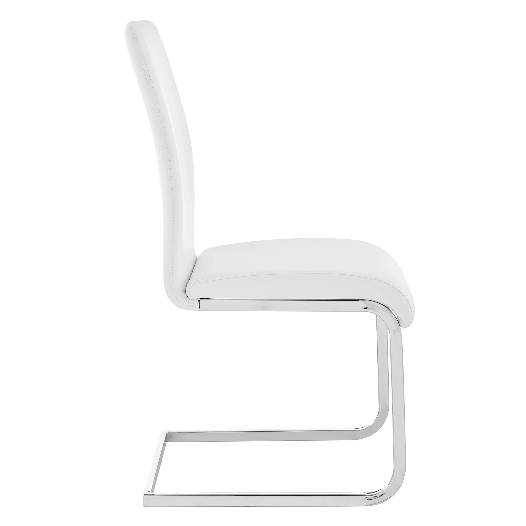 Amanda Contemporary Side Chair in White Faux Leather and Chrome Finish - Set of 2 - Image 4