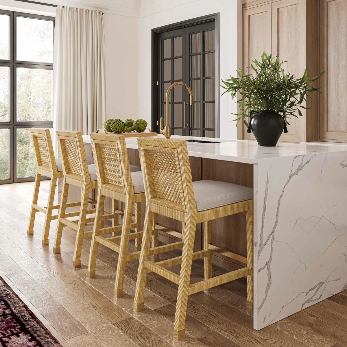 Amara Cream Linen Counter Stool - Image 2
