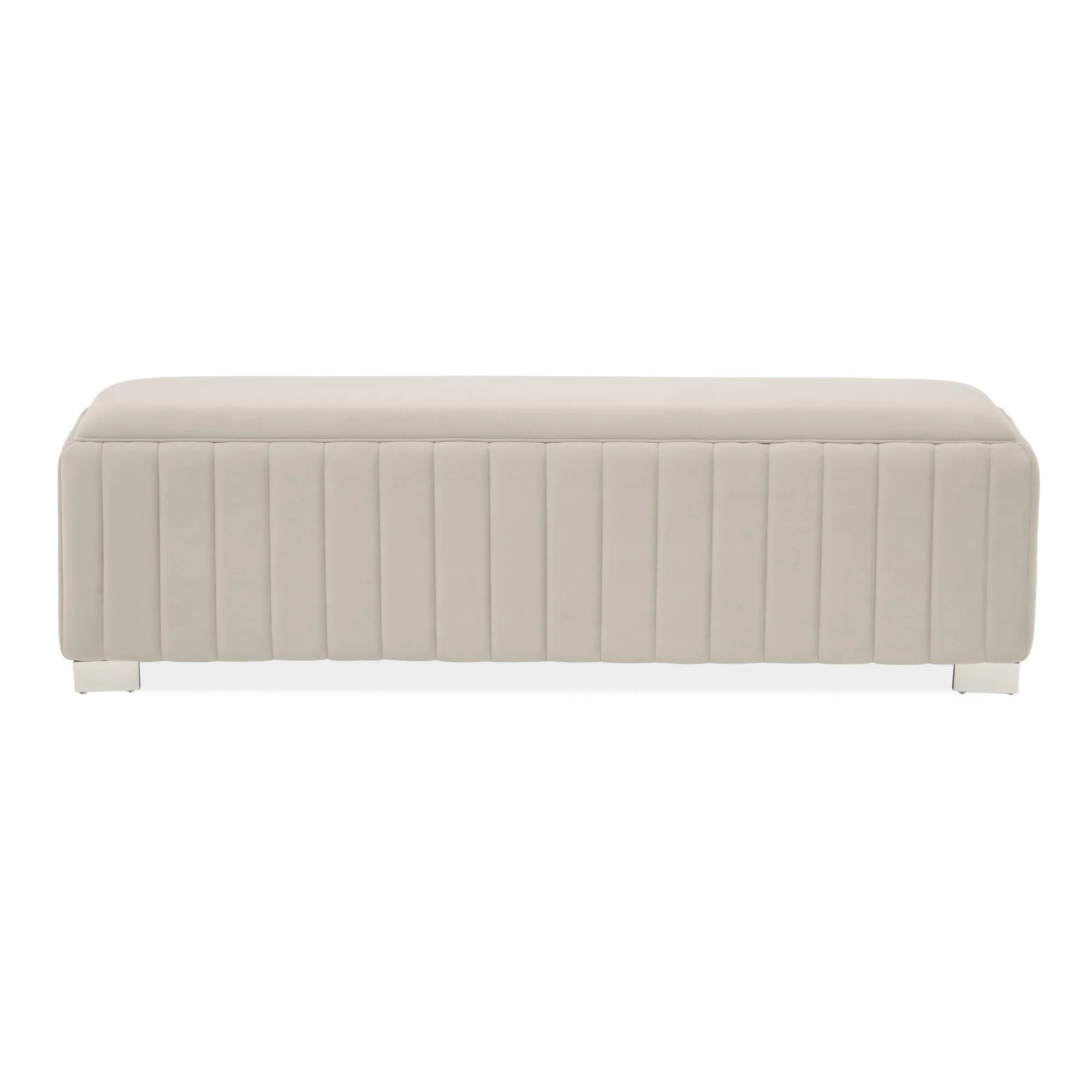 Amaryllis Velvet Accent Bench - Taupe/Chrome