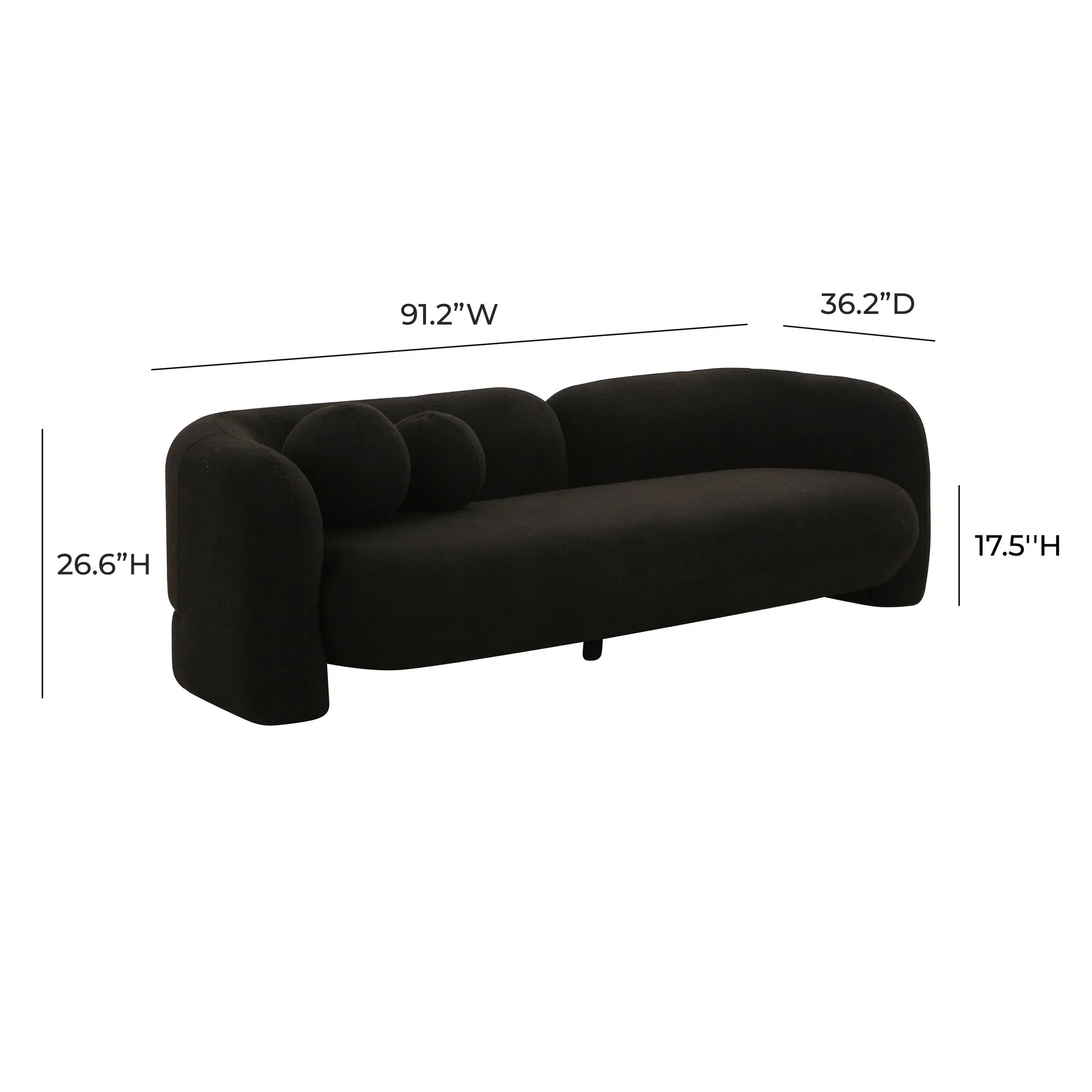 Amelie Black Faux Fur Sofa - Image 6