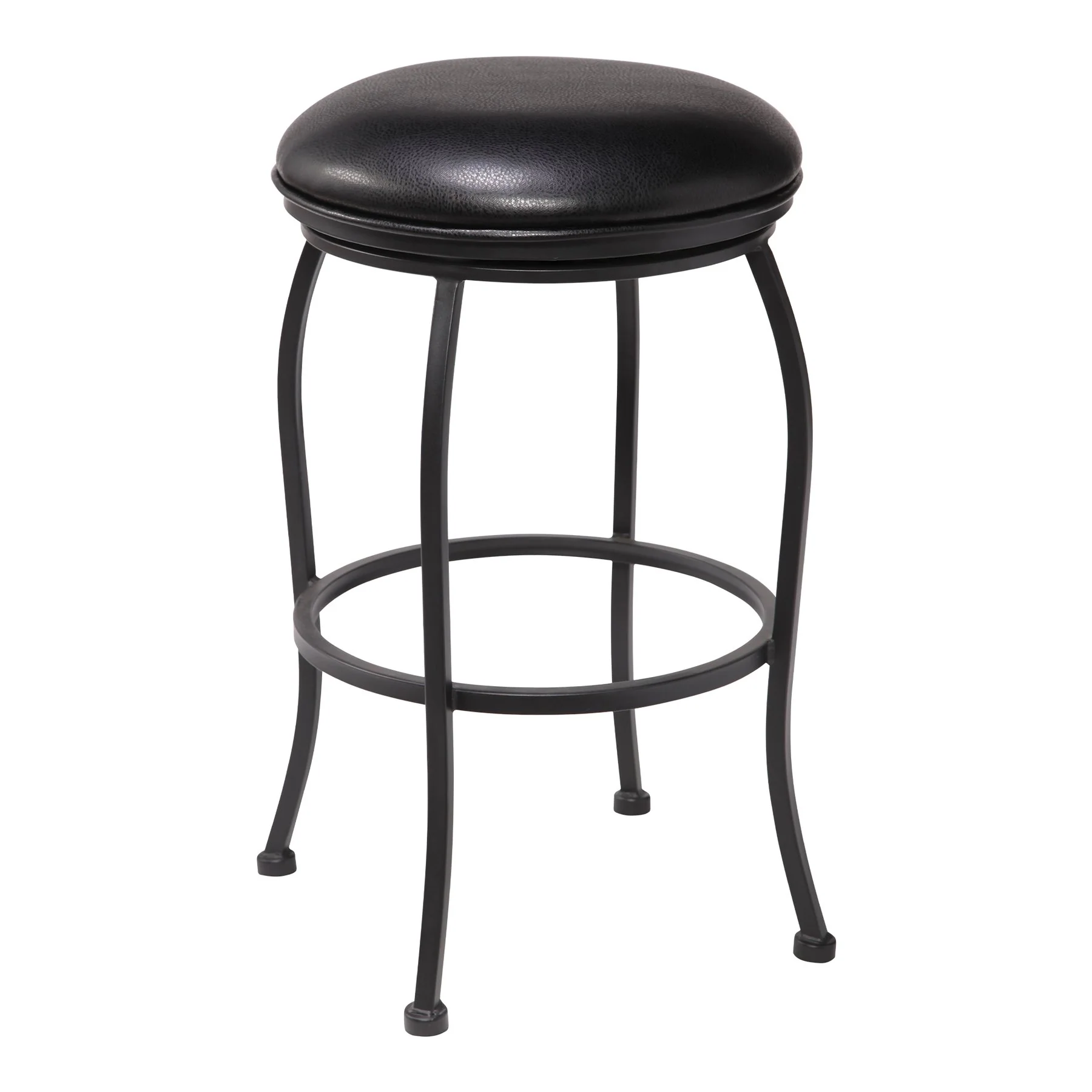 Amy Contemporary 30" Bar Height Barstool in Matte Black Finish and Black Faux Leather