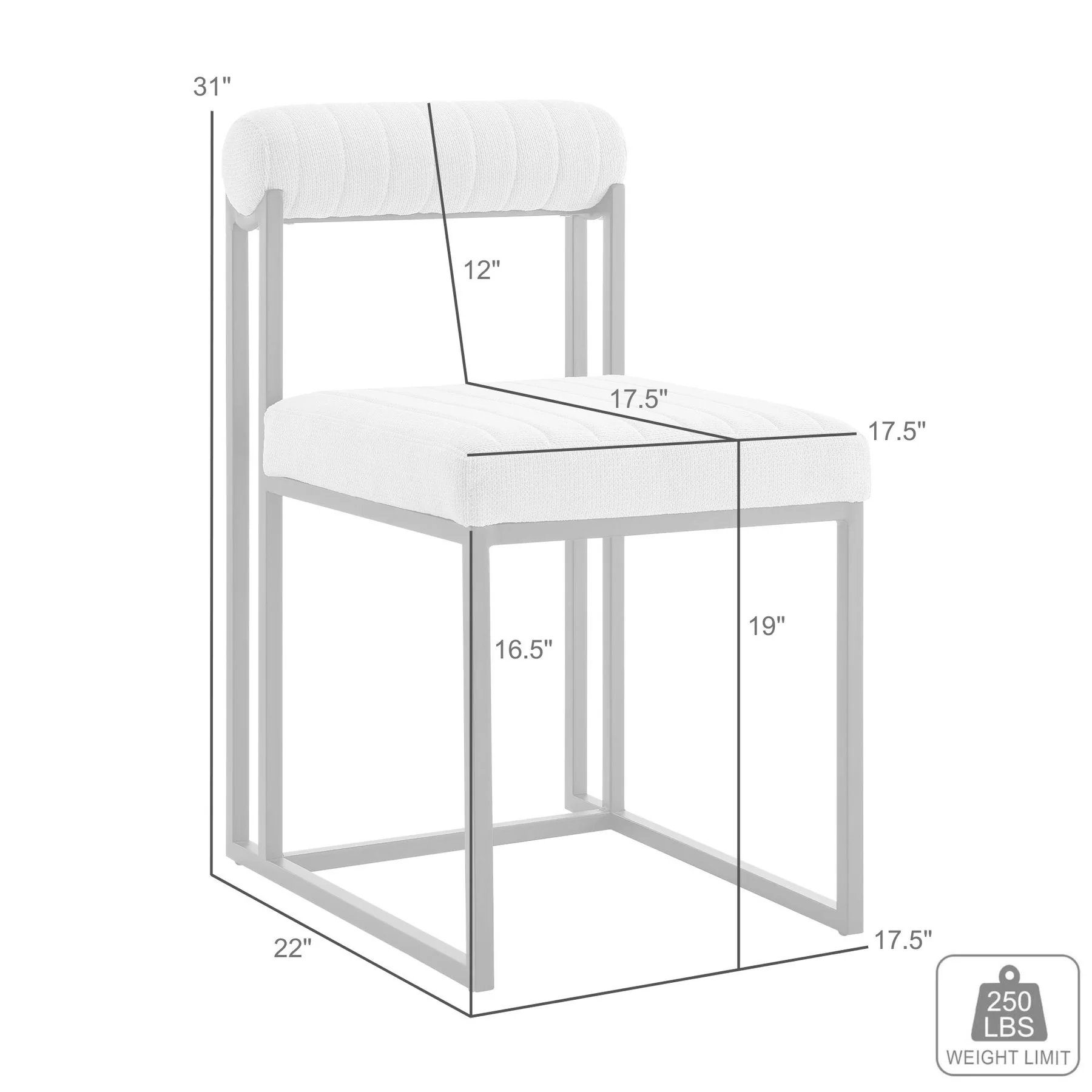 Anastasia Dining Chair with Brushed Stainless Steel and Charcoal Fabric - Set of 2 - Image 10