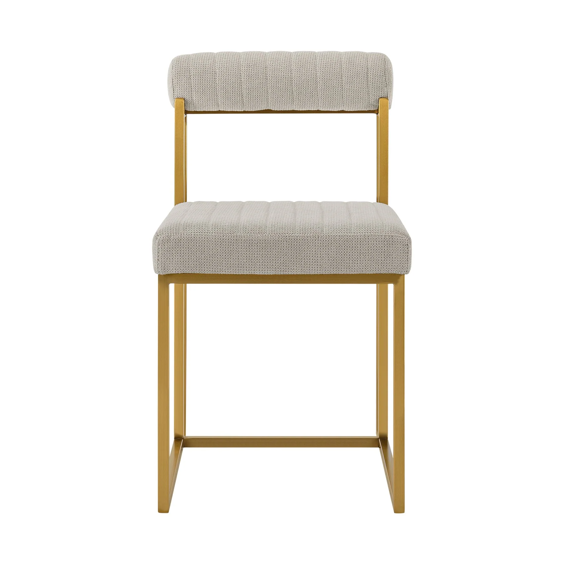 Anastasia Dining Chair with Gold Brushed Stainless Steel and Taupe Fabric - Set of 2 - Image 3