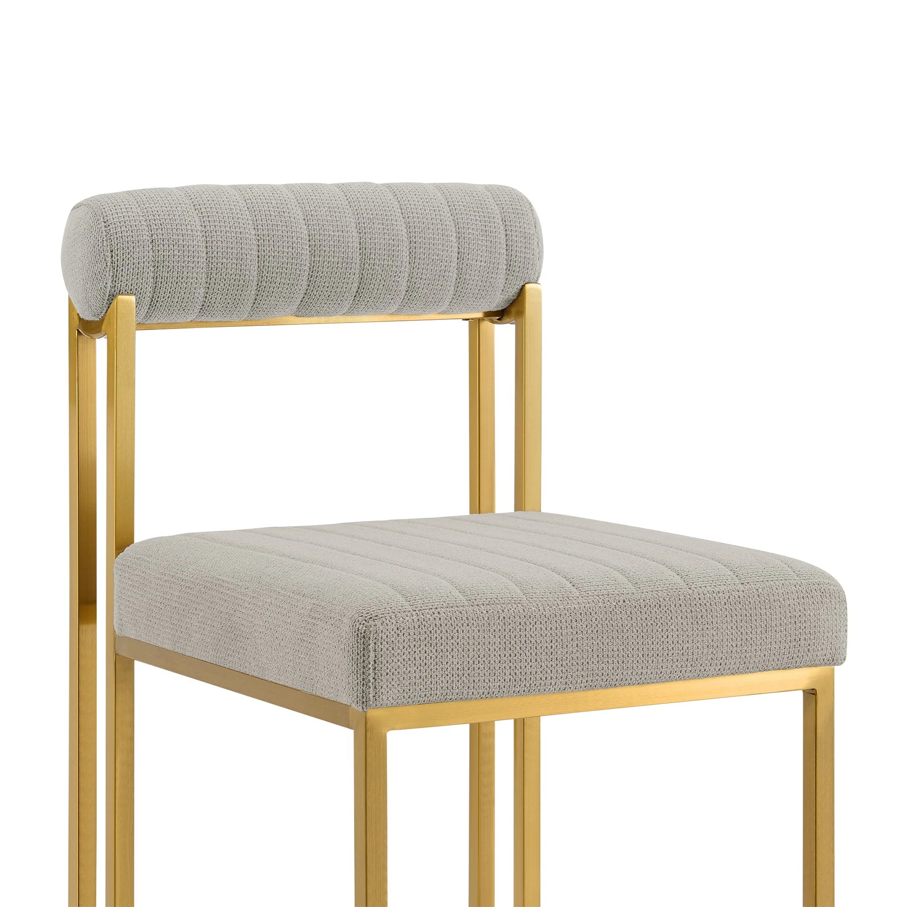 Anastasia Dining Chair with Gold Brushed Stainless Steel and Taupe Fabric - Set of 2 - Image 5