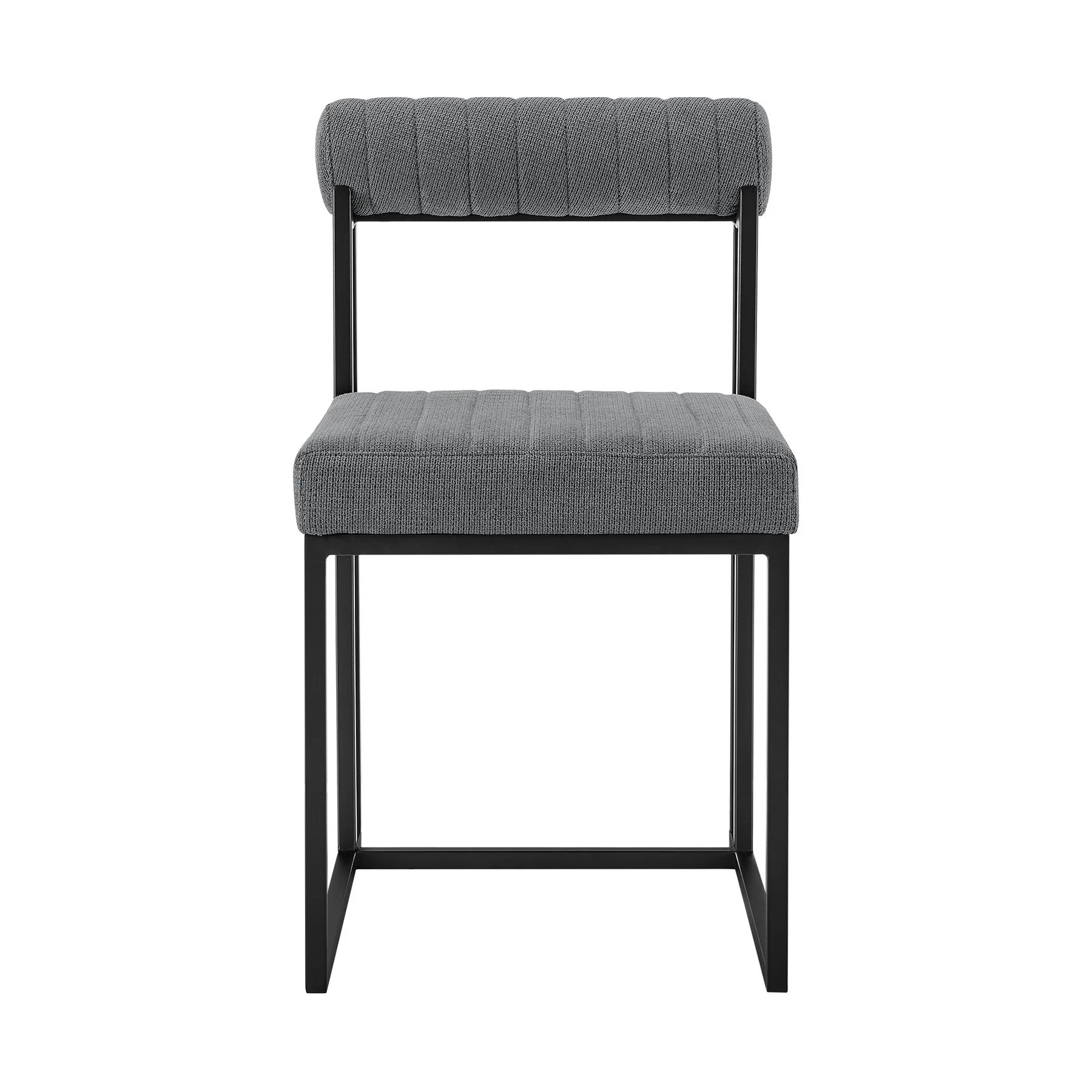 Anastasia Dining Chair with Matte Black Iron and Anchor Gray Fabric - Set of 2 - Image 3