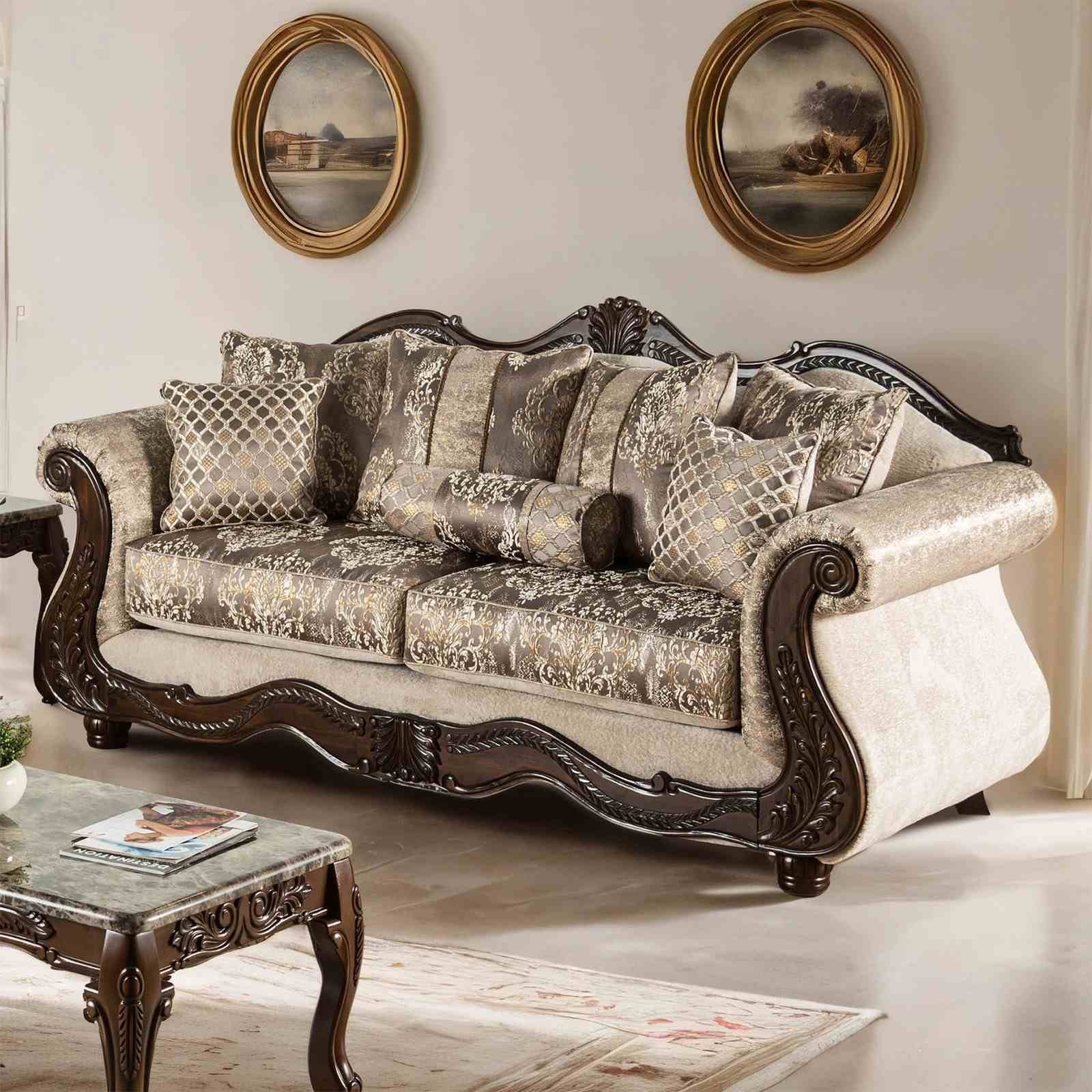 Andalusia Sofa, Light Brown/Dark Cherry
