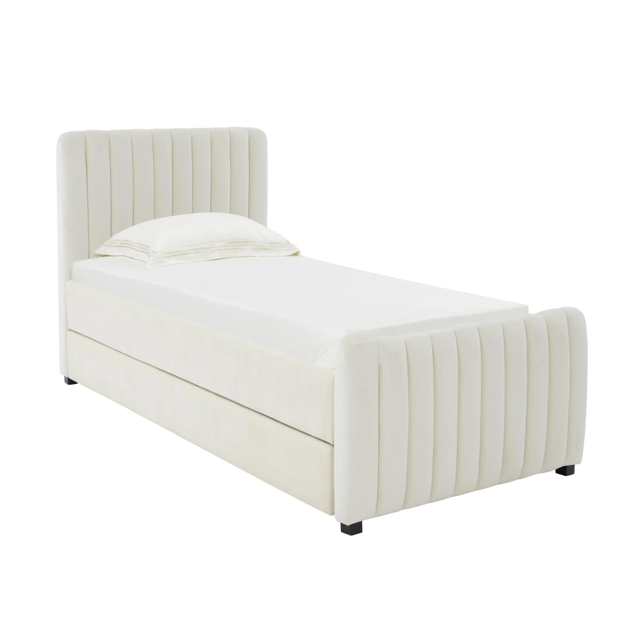 Angela Cream Velvet Trundle Bed in Twin - Image 3
