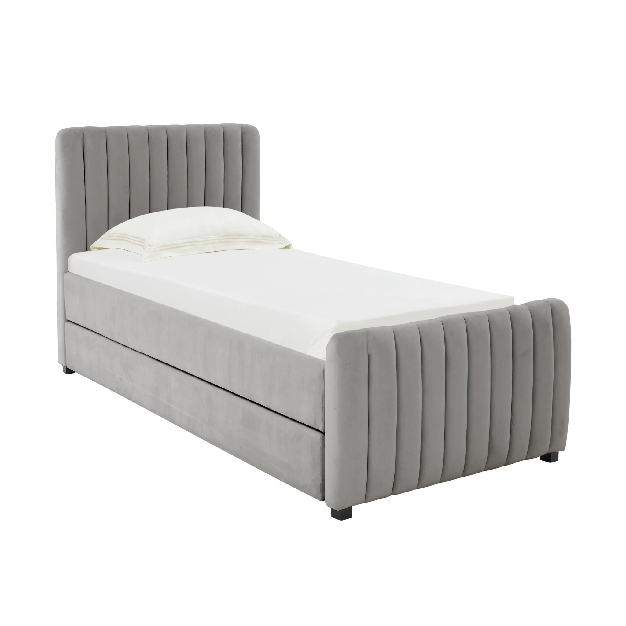 Angela Grey Velvet Trundle Bed in Twin - Image 3