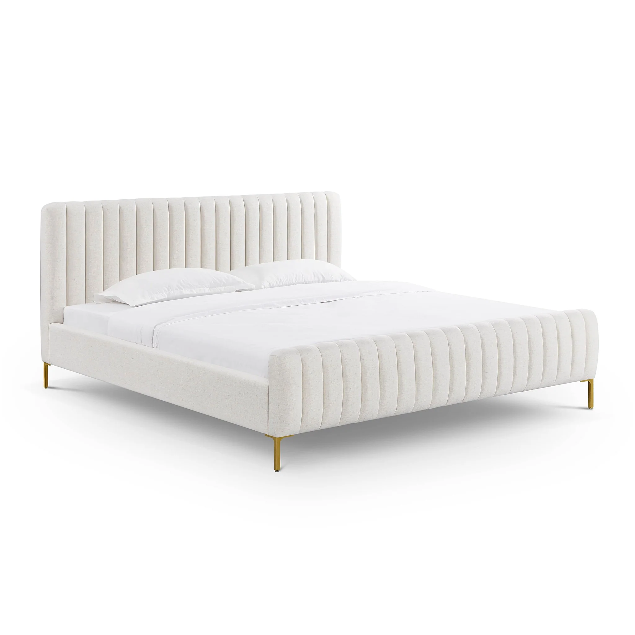Angela Natural Upcycled Linen King Bed