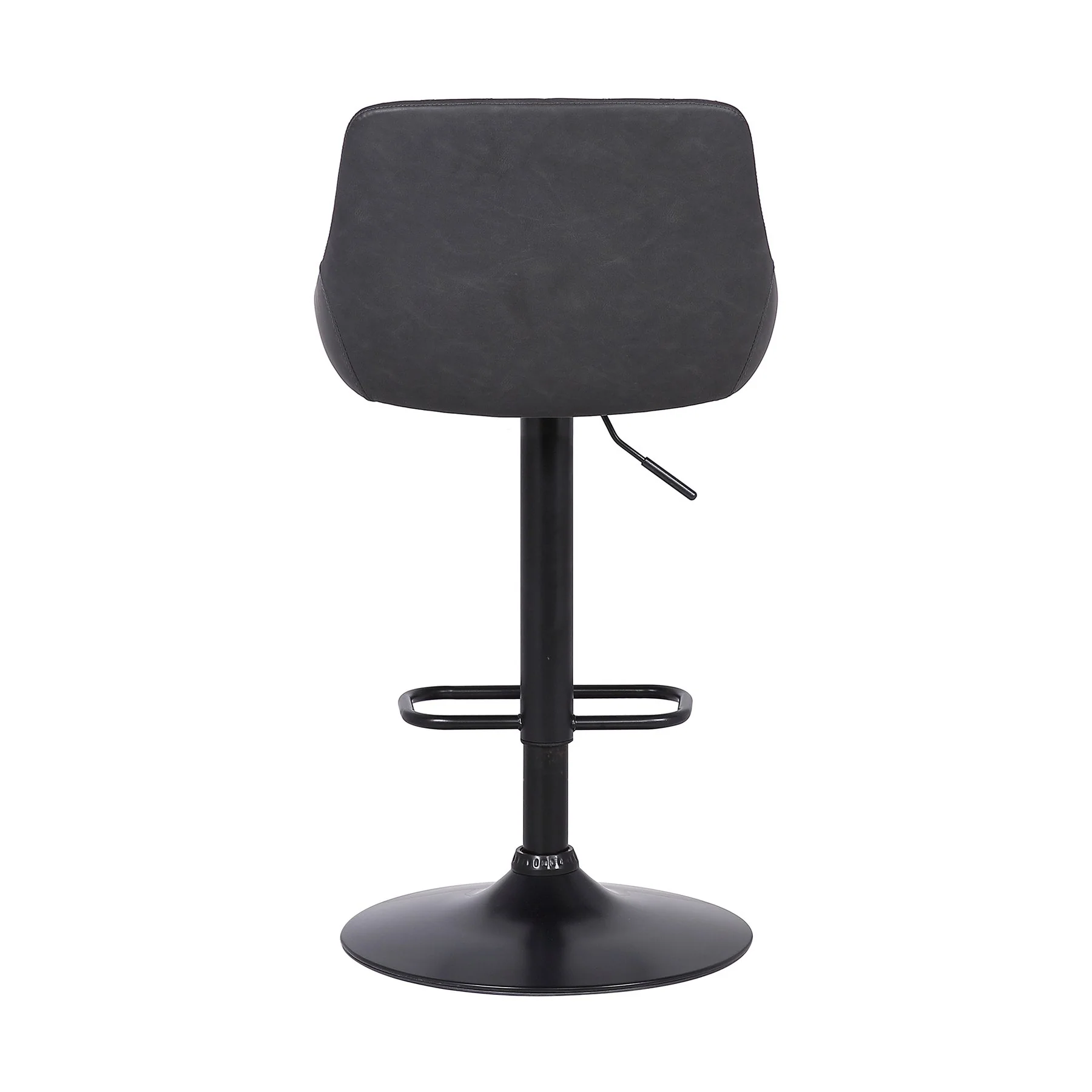 Anibal Adjustable Height Swivel Gray Faux Leather and Black Metal Bar Stool - Image 5