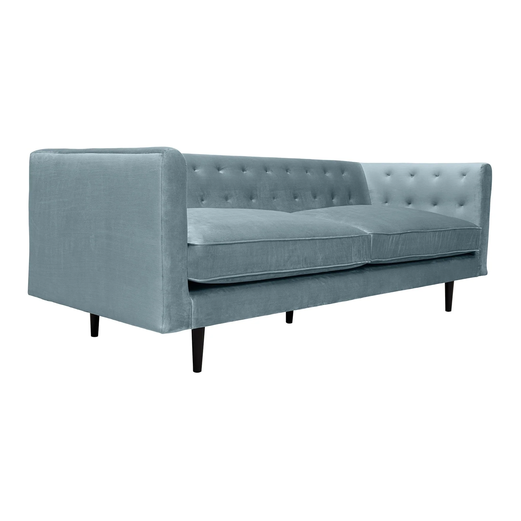 Annabelle 80" Bluestone Velvet Sofa with Black Wood Legs - Image 2