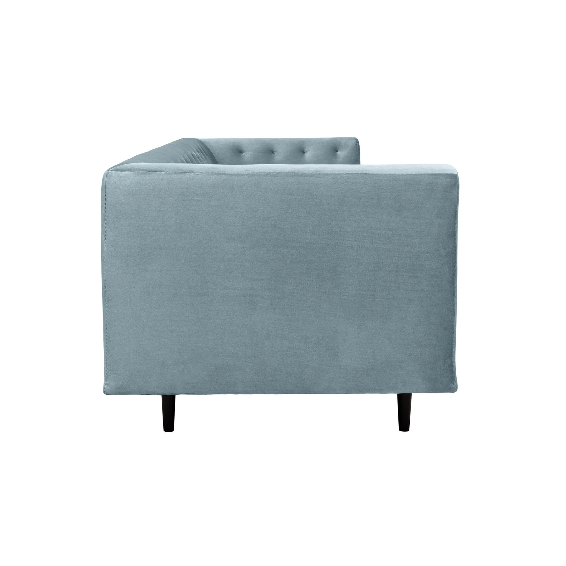 Annabelle 80" Bluestone Velvet Sofa with Black Wood Legs - Image 3