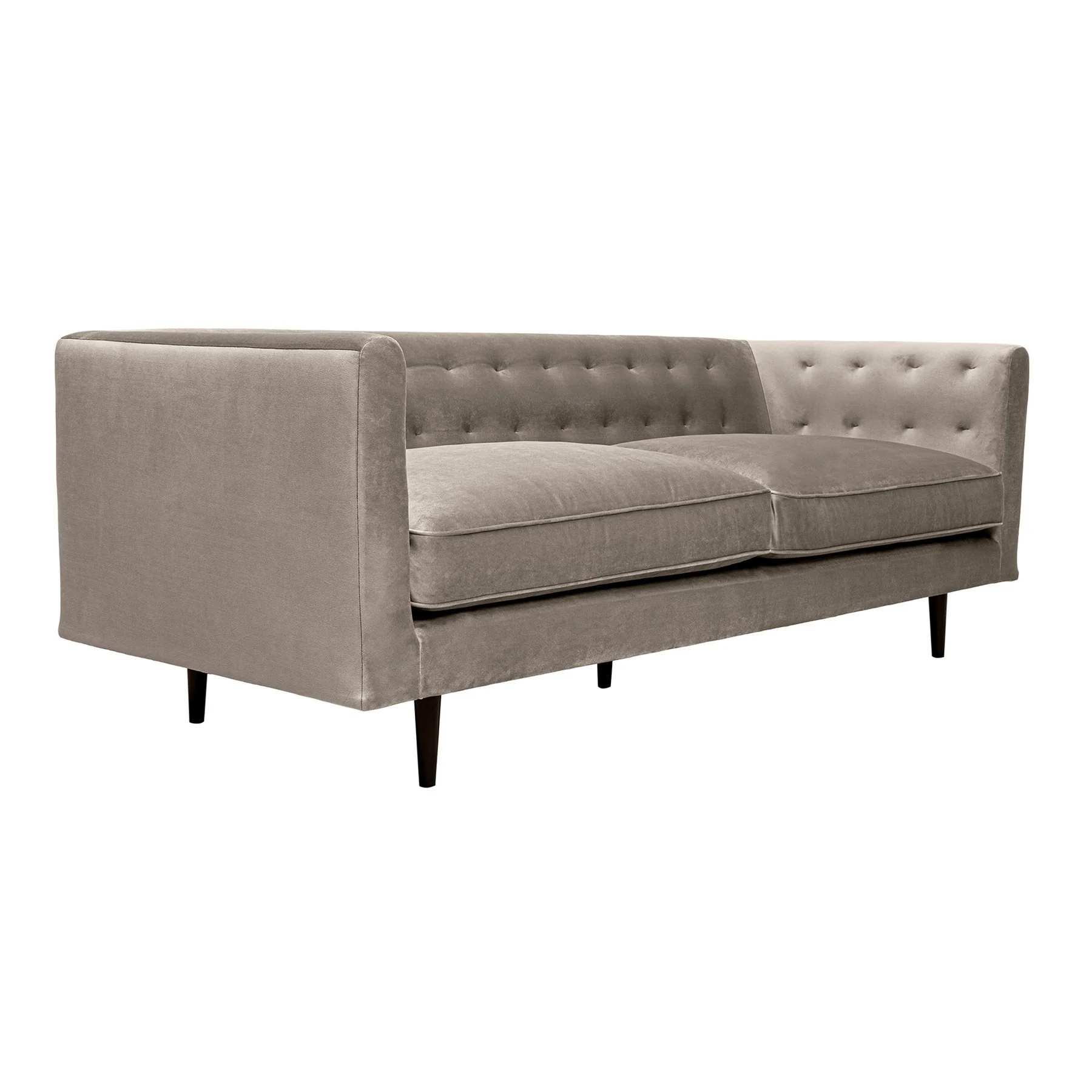 Annabelle 80" Fossil Gray Velvet Sofa with Black Wood Legs - Image 2