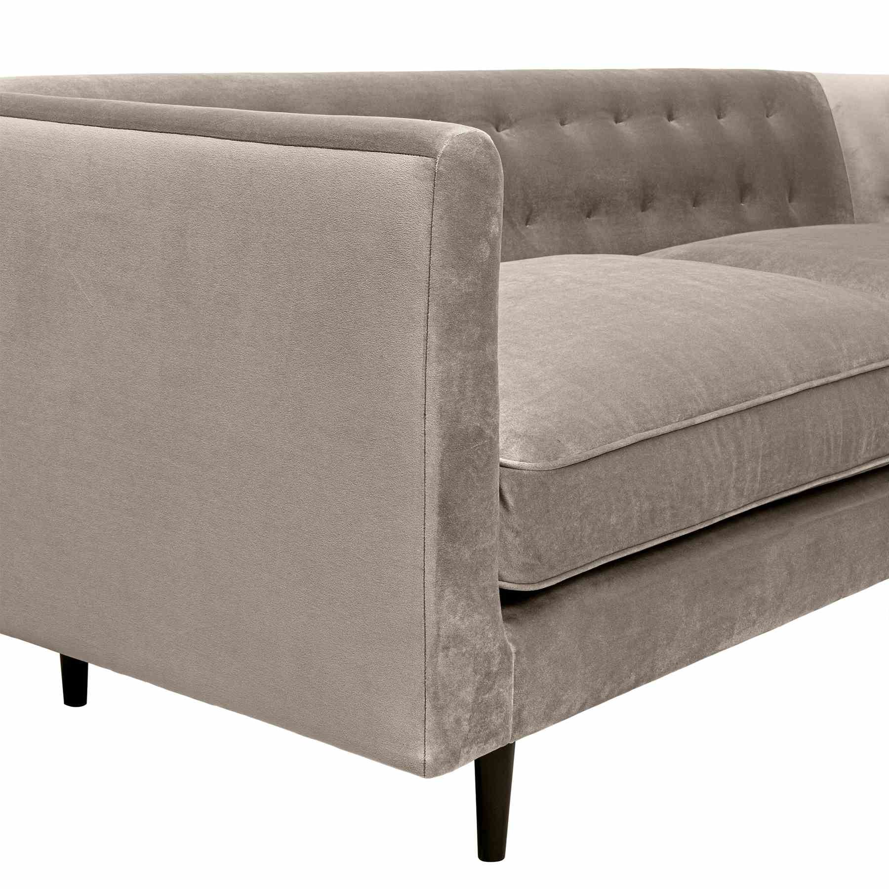 Annabelle 80" Fossil Gray Velvet Sofa with Black Wood Legs - Image 7